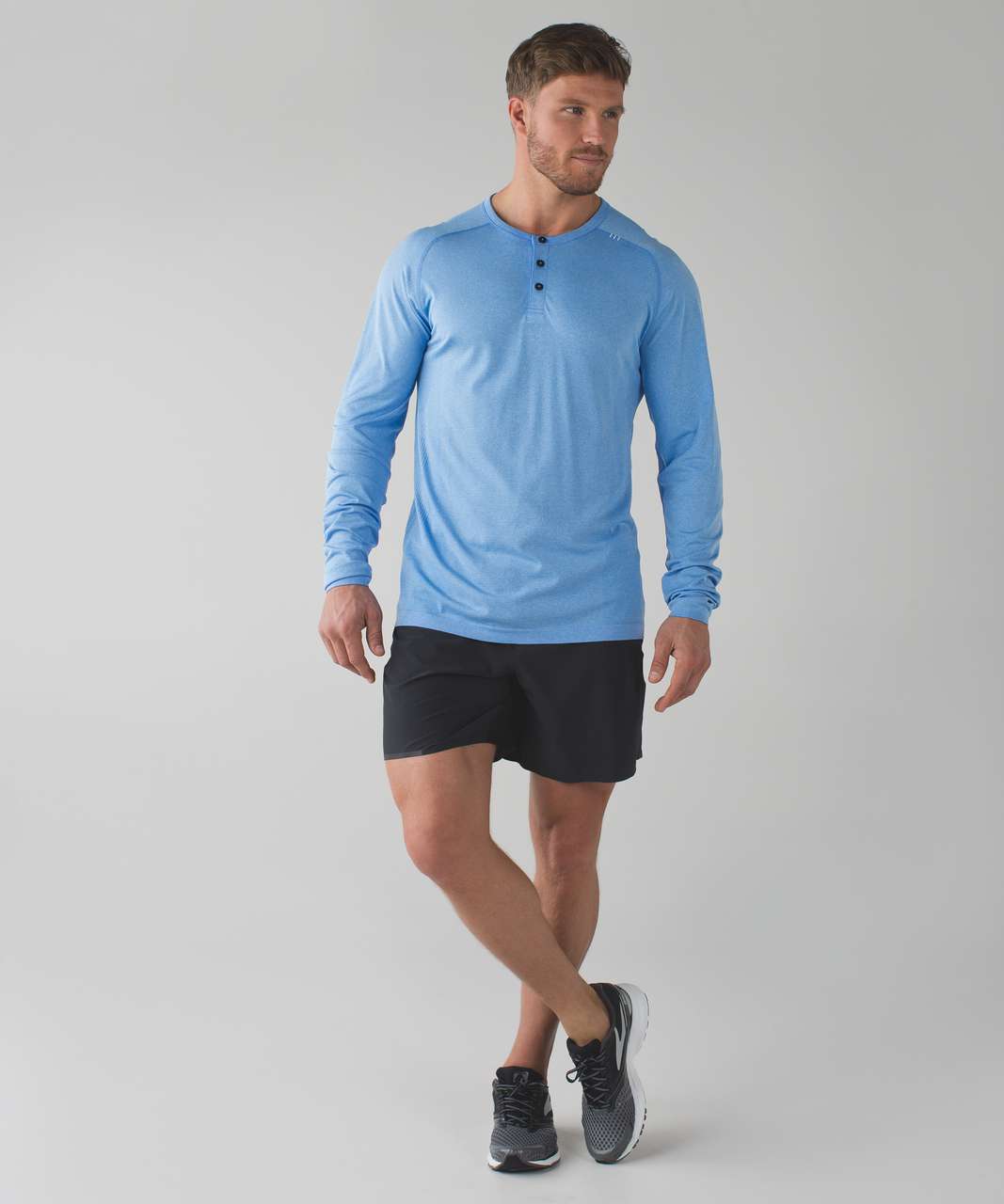 Lululemon Metal Vent Tech Long Sleeve Henley - Heathered Lakeside Blue ...