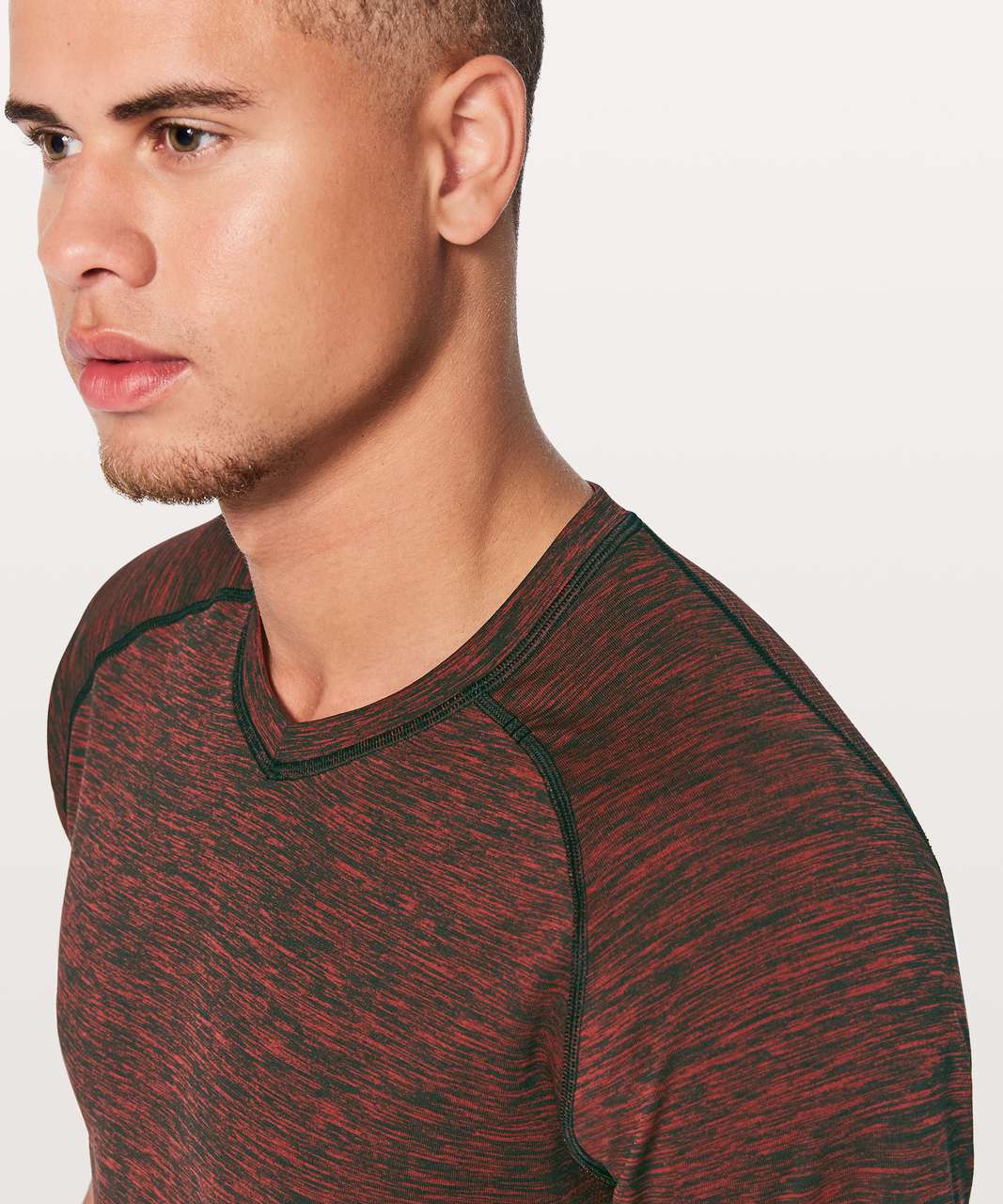 Lululemon Metal Vent Tech Short Sleeve V - Oxblood / Black