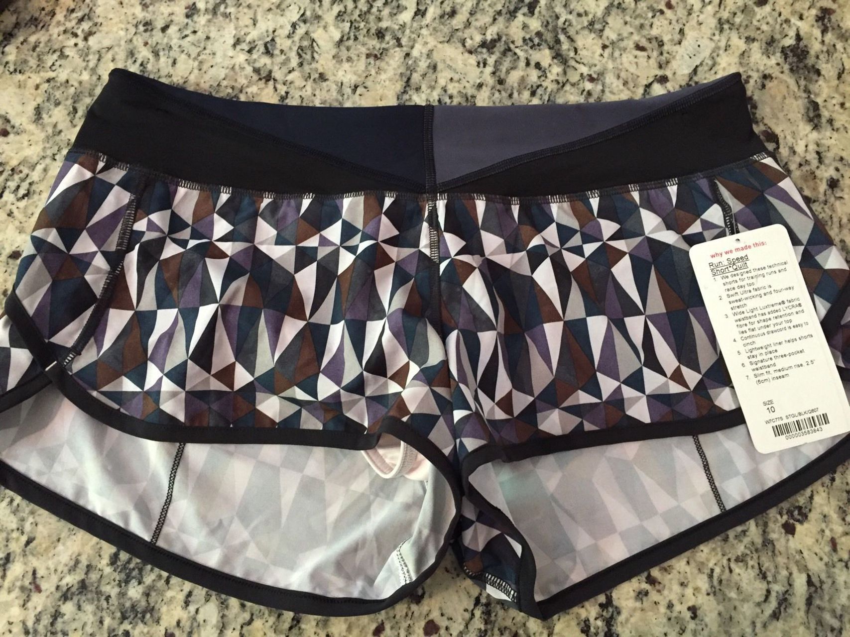 Lululemon Run:  Speed Short *4-way Stretch - Stained Glass Love Neutral Blush Black / Black / WI14 Quilt 25