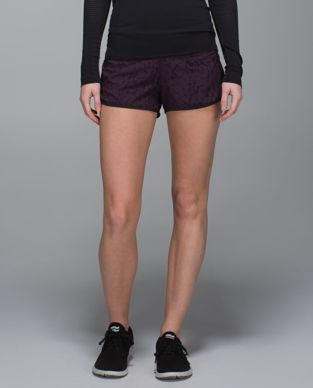 Lululemon Run:  Speed Short *4-way Stretch - Star Crushed Black Cherry Black / Black