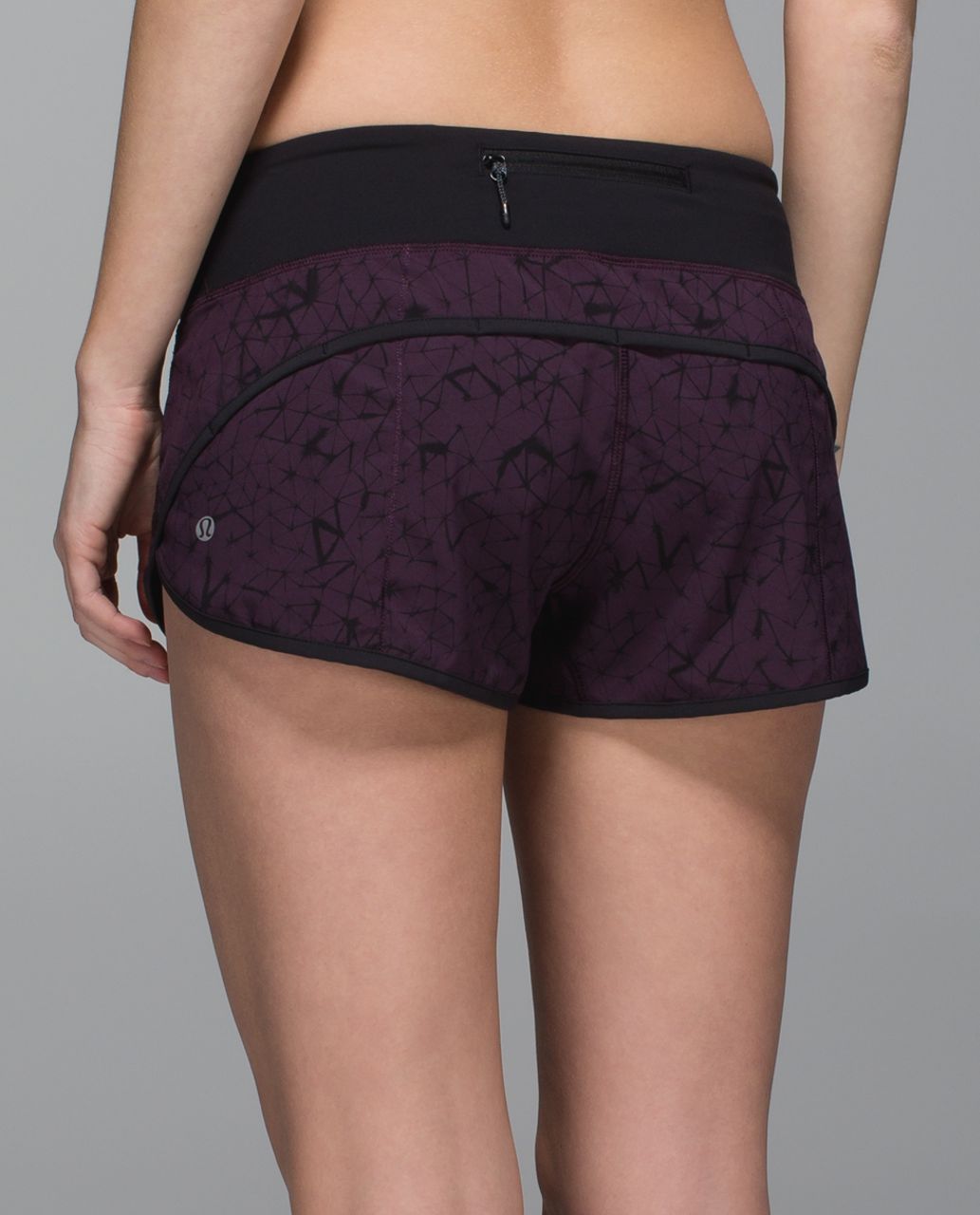 Lululemon Run:  Speed Short *4-way Stretch - Star Crushed Black Cherry Black / Black