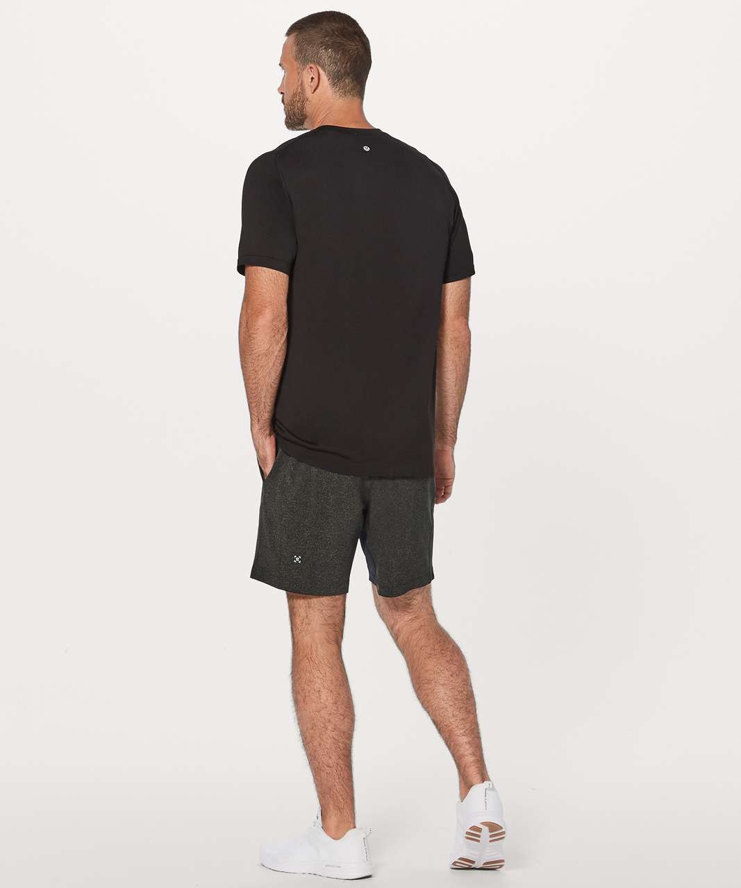 Lululemon - Pace Breaker Short Linerless 9 - Heathered Texture Printed  Mercury Deep Coal - $58.00