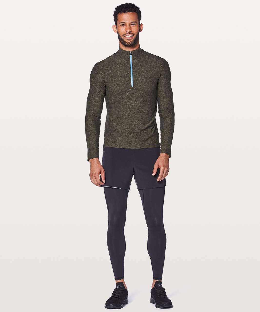 Lululemon Surge Warm 1/2 Zip - Heathered Utilitarian / Black