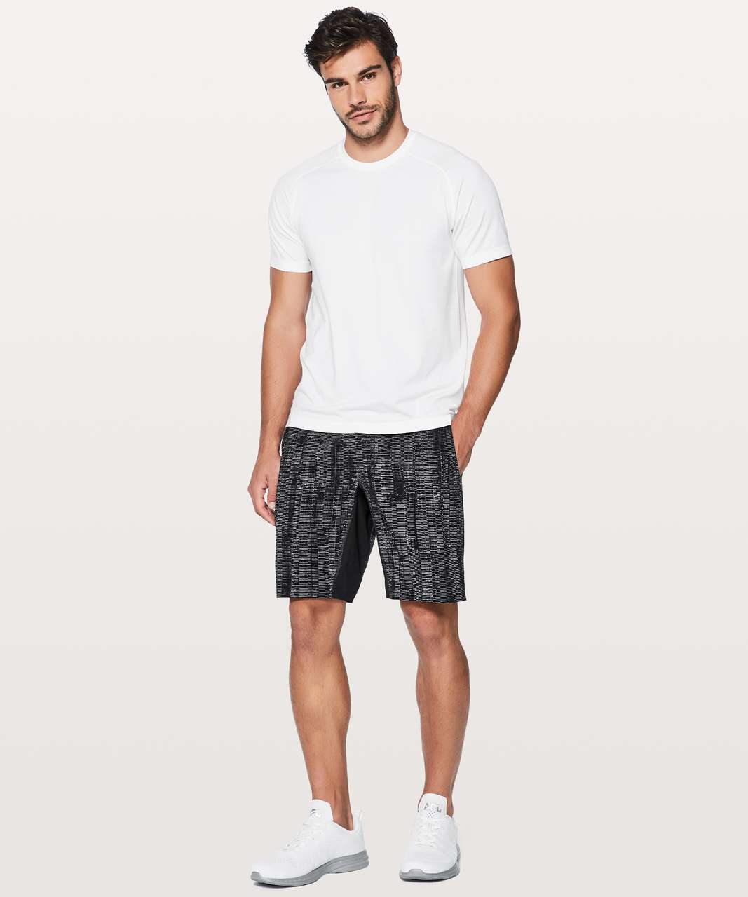 Lululemon - Pace Breaker Short Linerless 9 - Heathered Texture Printed  Mercury Deep Coal - $58.00