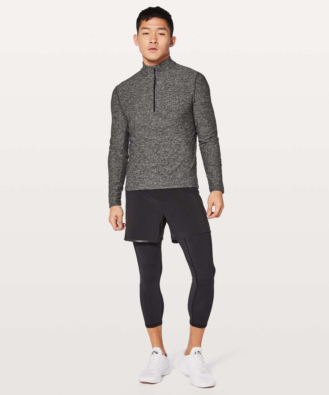 Lululemon Surge Warm 1/2 Zip - Heathered Black - lulu fanatics