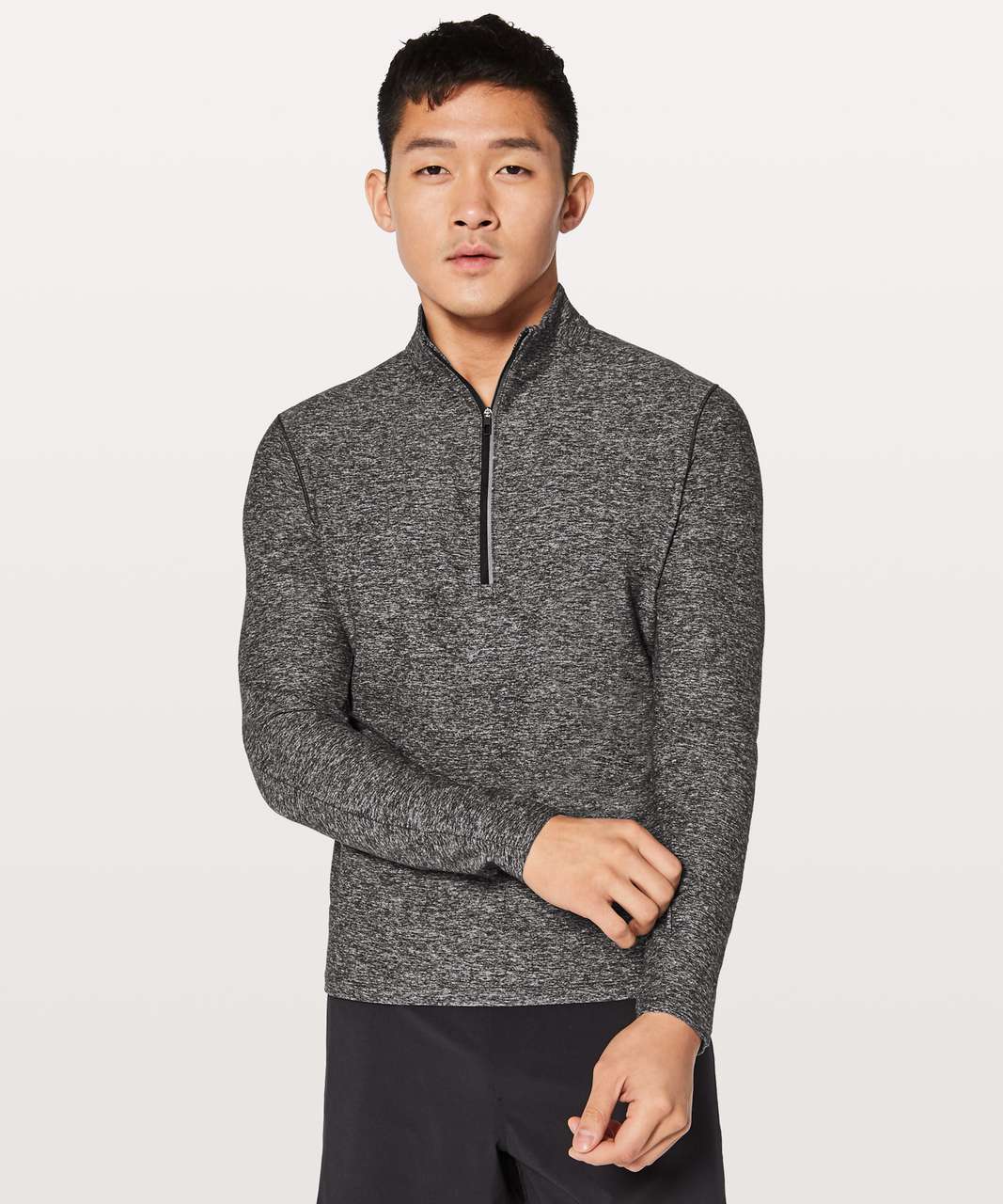 Lululemon Surge Warm 1/2 Zip - Heathered Black - lulu fanatics