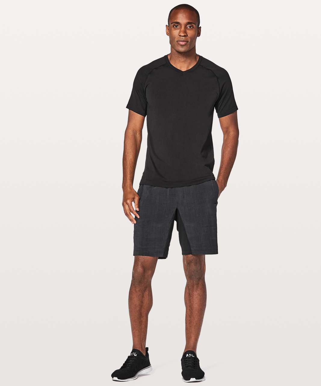 Lululemon T.H.E. Short *Luxtreme Liner 9" - Grid Lines Deep Coal Black