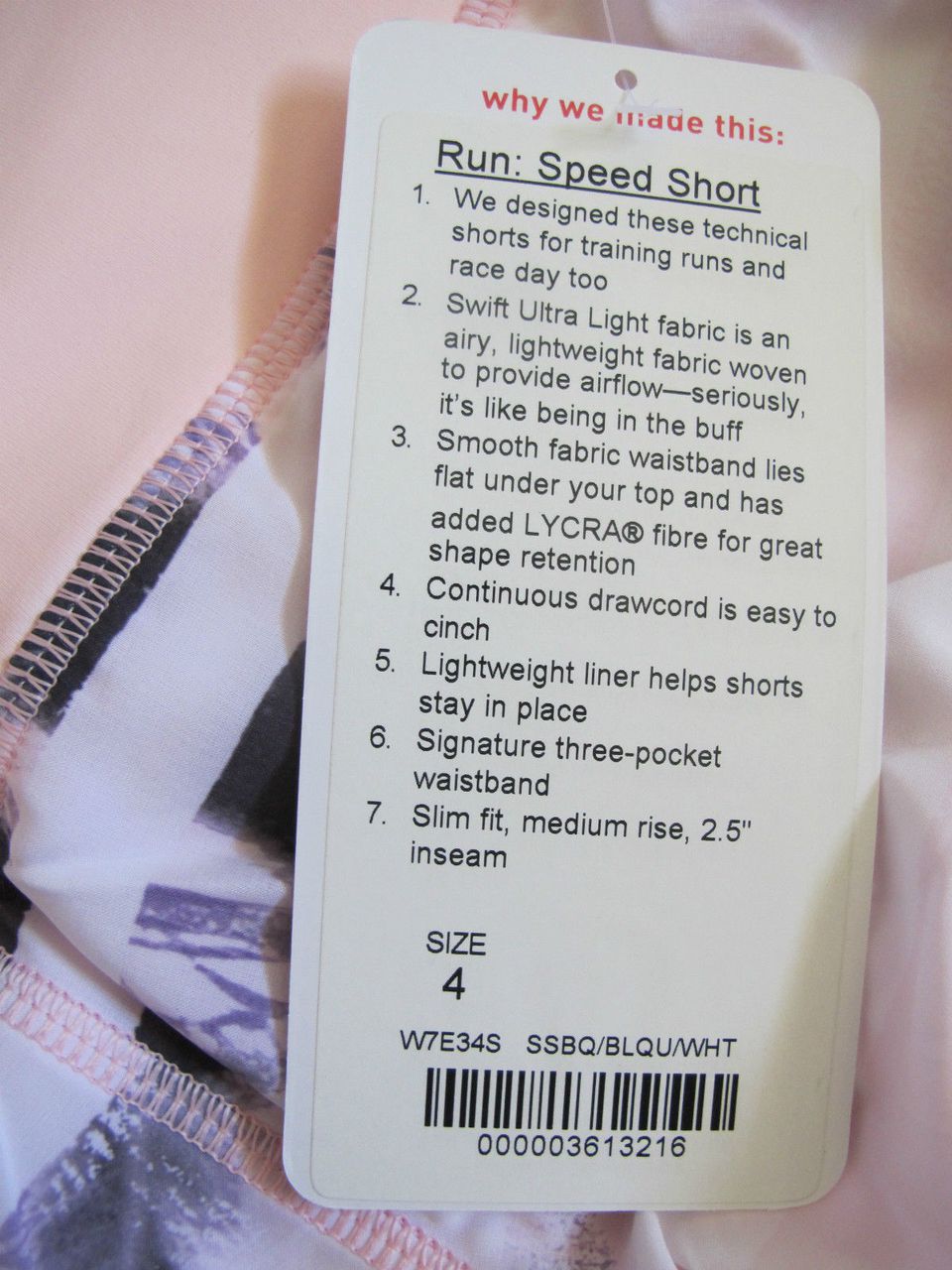 Lululemon Run:  Speed Short *4-way Stretch - Sunset Stripe Blush Quartz Multi / Blush Quartz / White