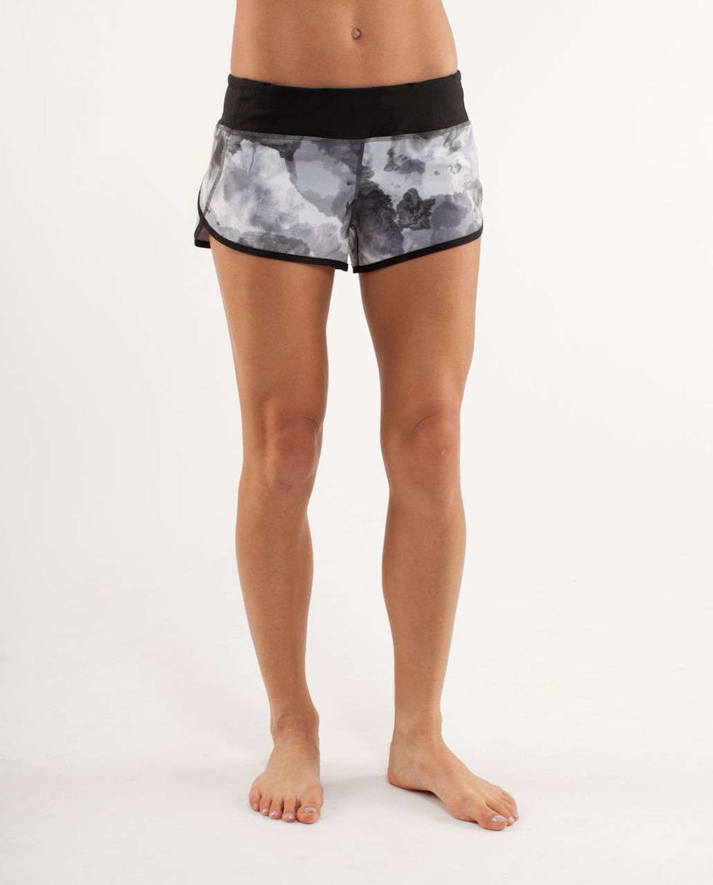 Lululemon Run:  Speed Short - White Coal Tinted Canvas Super / Black