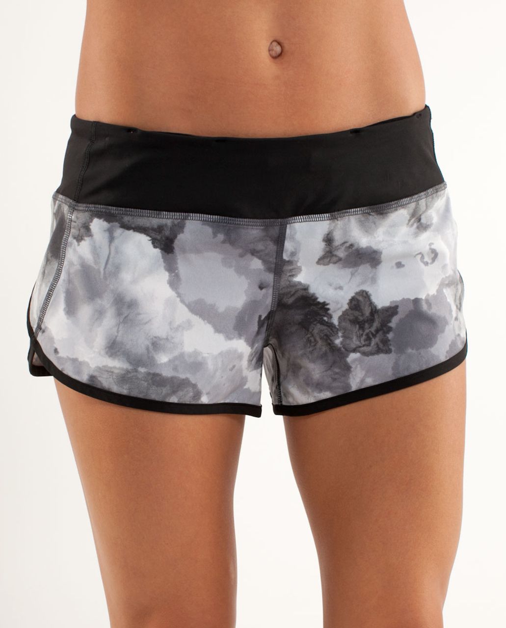 Lululemon Run:  Speed Short - White Coal Tinted Canvas Super / Black