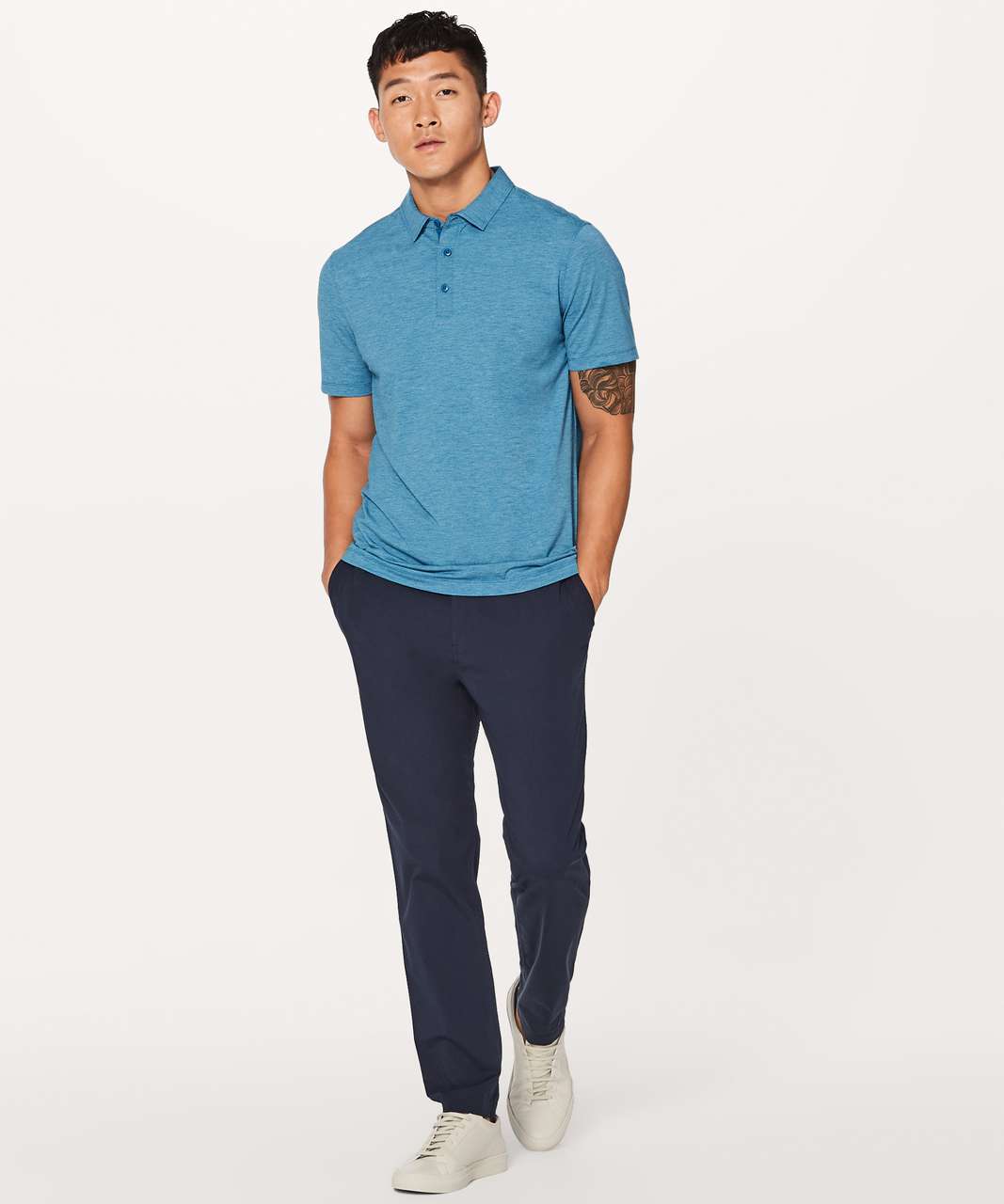 Lululemon Evolution Polo - Heathered Whirlpool - lulu fanatics