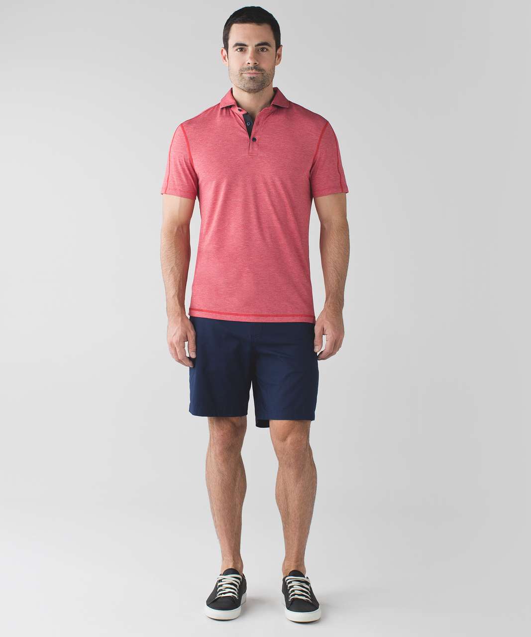 Lululemon Evolution Polo - Wee Stripe Heathered Lulu Red Heathered Cranberry