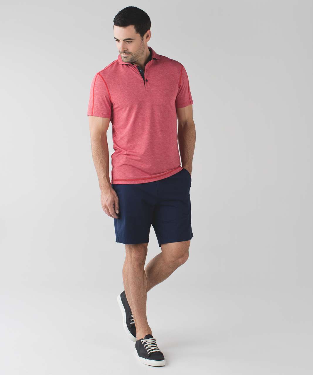 Lululemon Evolution Polo - Wee Stripe Heathered Lulu Red Heathered Cranberry