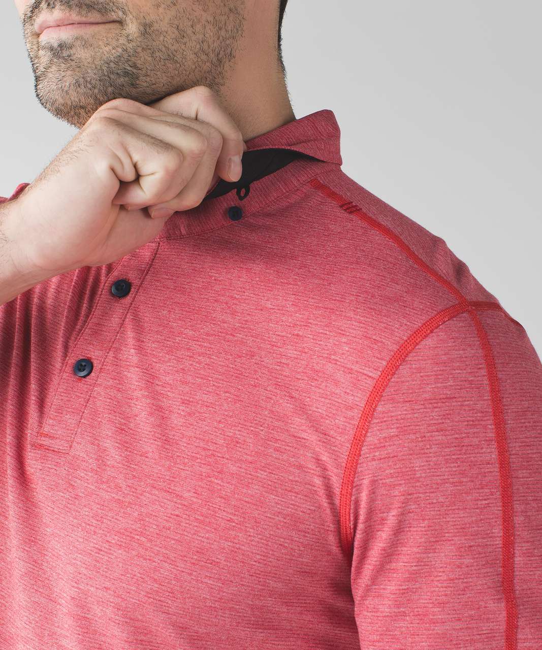 Lululemon Evolution Polo - Wee Stripe Heathered Lulu Red Heathered Cranberry