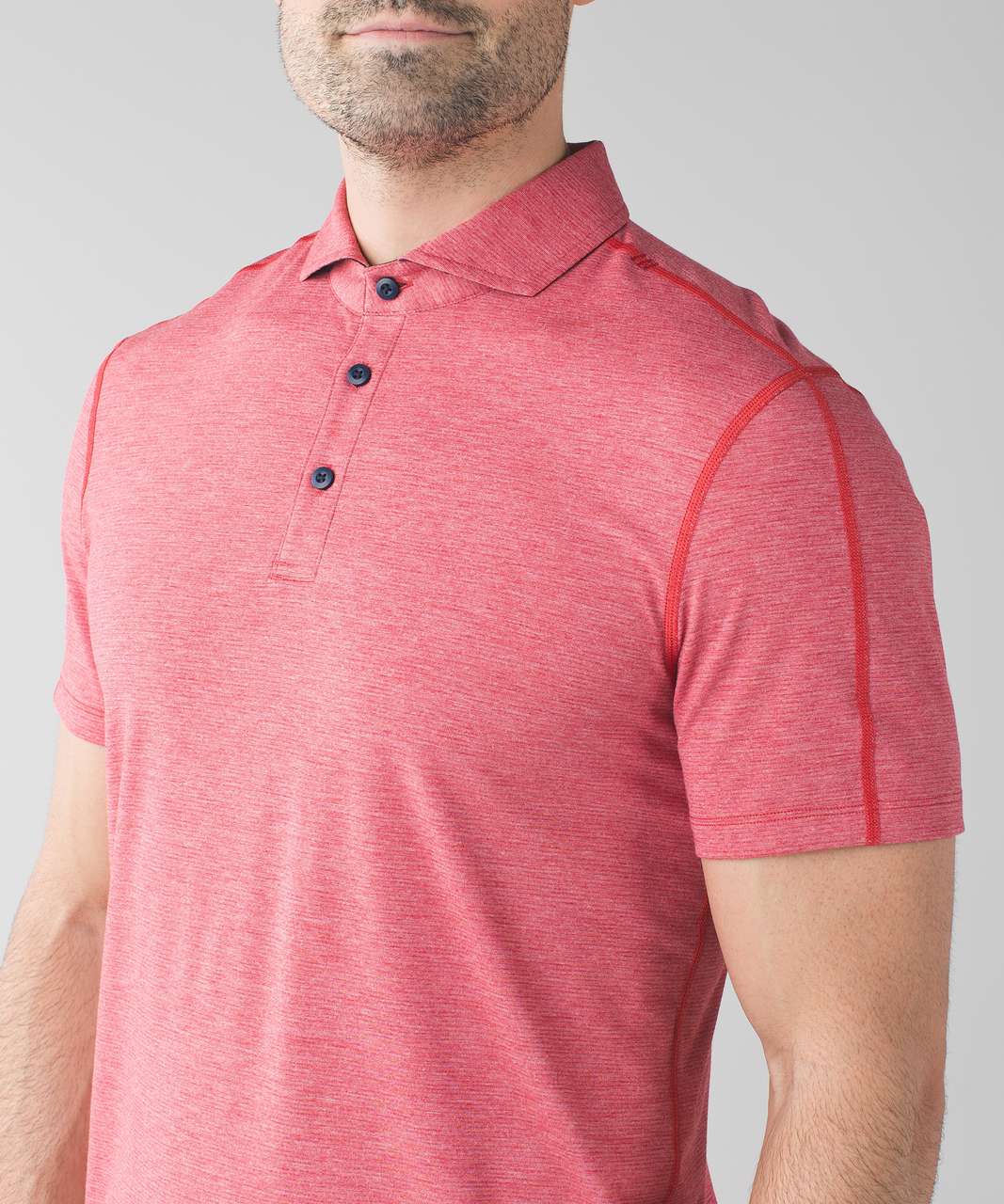 Lululemon Evolution Polo - Wee Stripe Heathered Lulu Red Heathered Cranberry