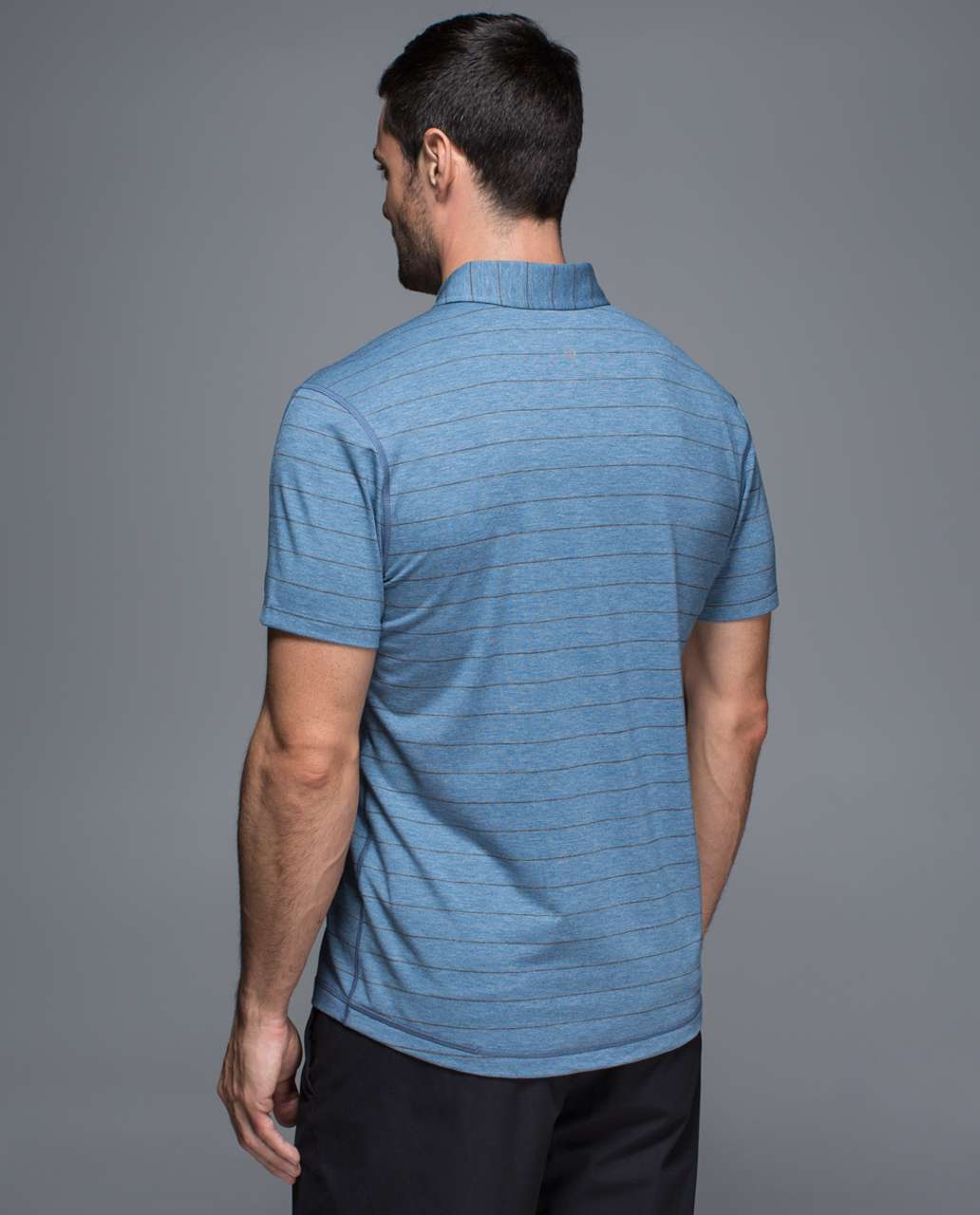 Lululemon Evolution Polo - Lookout Stripe Heathered Hawk Blue Heathered Black