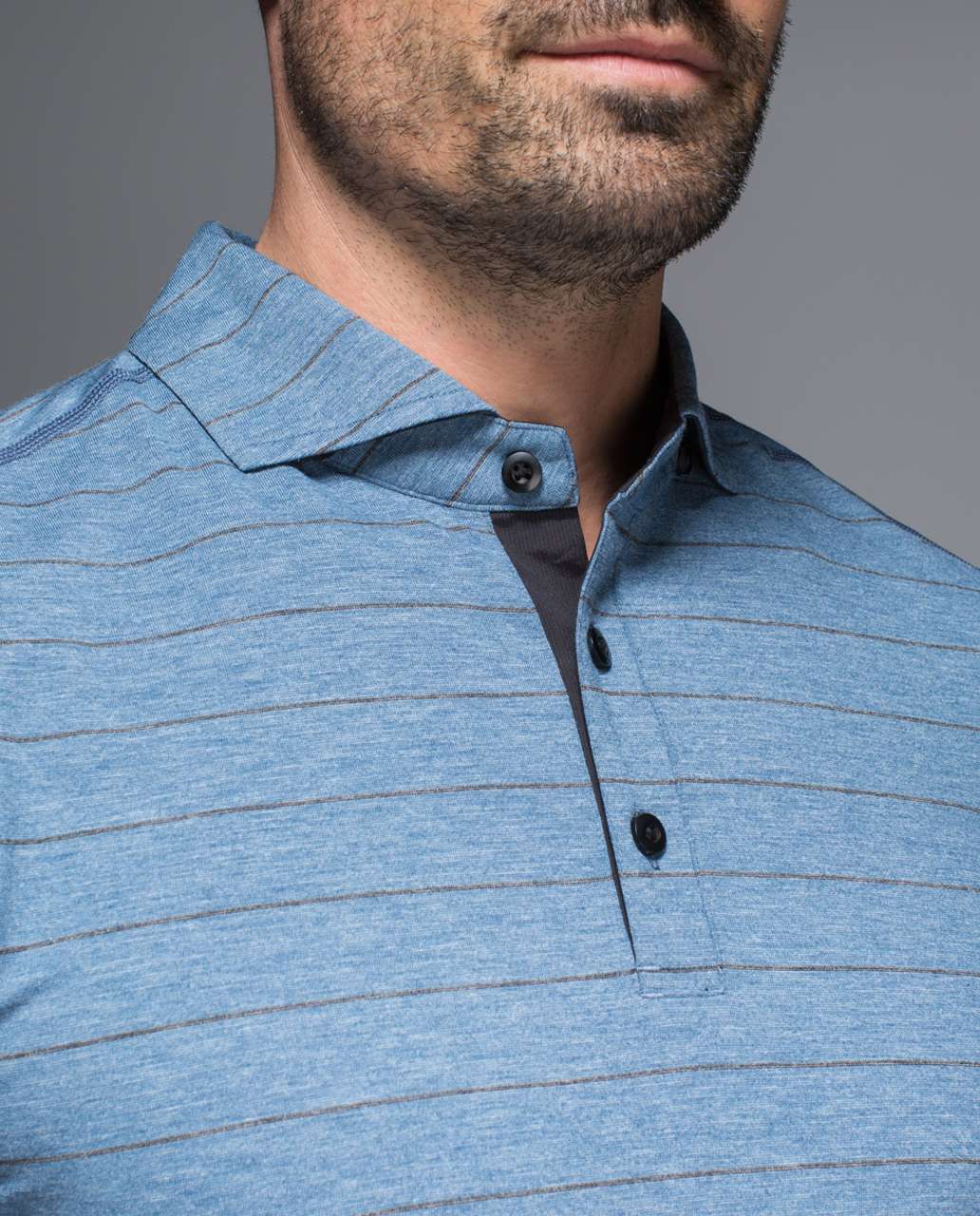 Lululemon Evolution Polo - Lookout Stripe Heathered Hawk Blue Heathered Black