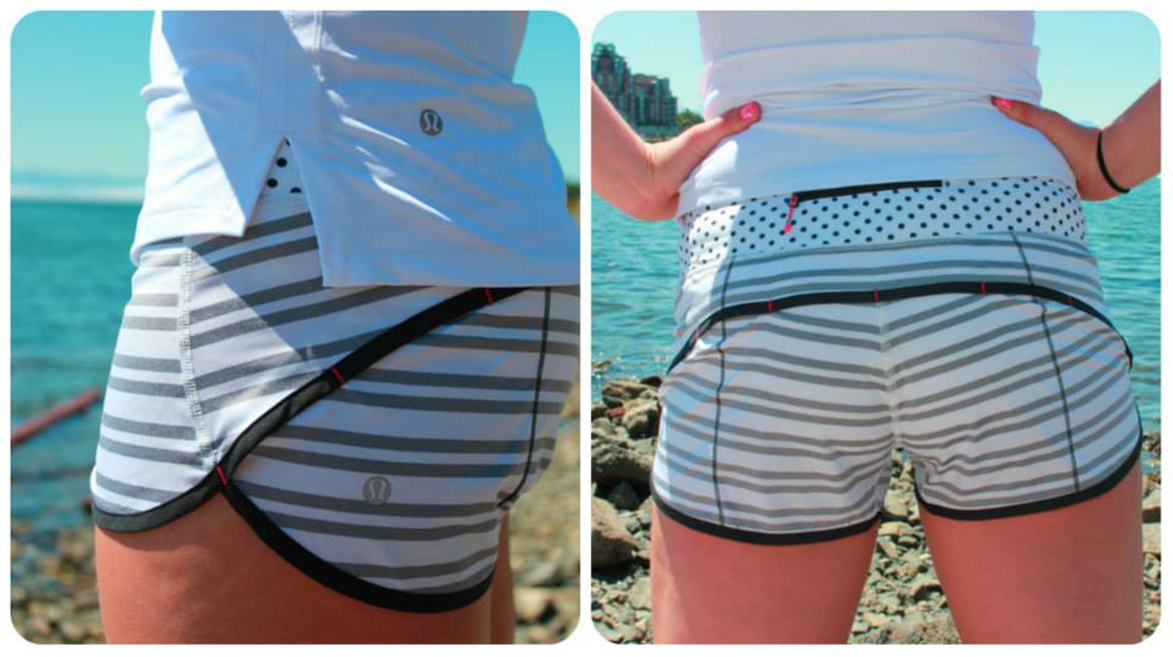 Lululemon Run:  Speed Short - Twin Stripe Black / Black / Mod Dot Printed Black