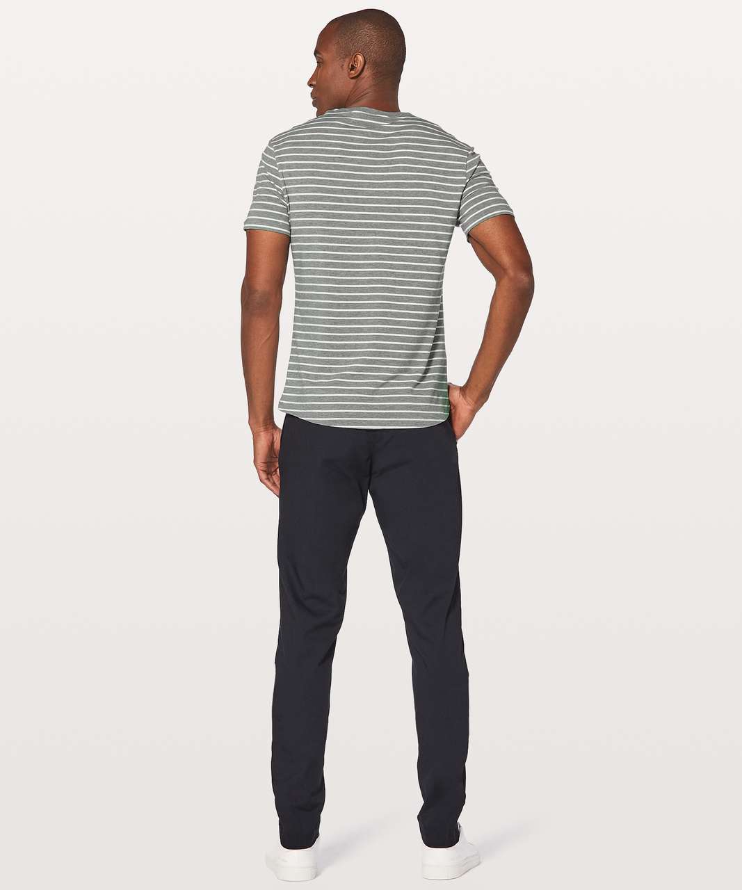 Lululemon 5 Year Basic V Updated Fit - Quiet Stripe Heathered Medium Grey White