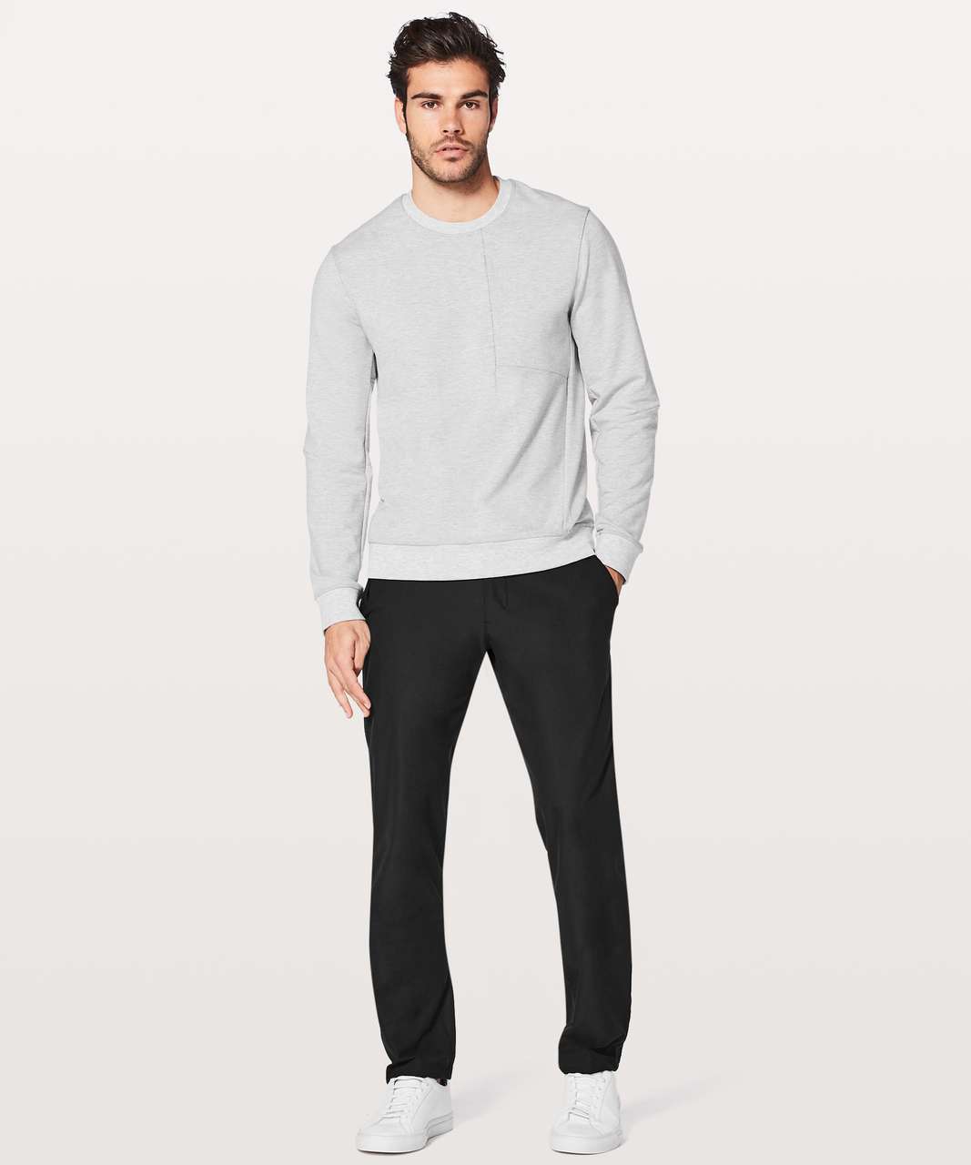 lululemon athletica, Tops, Lululemon Getaway Crew Heathered Speckled Grey  Cutout Stretch Sweatshirt 8