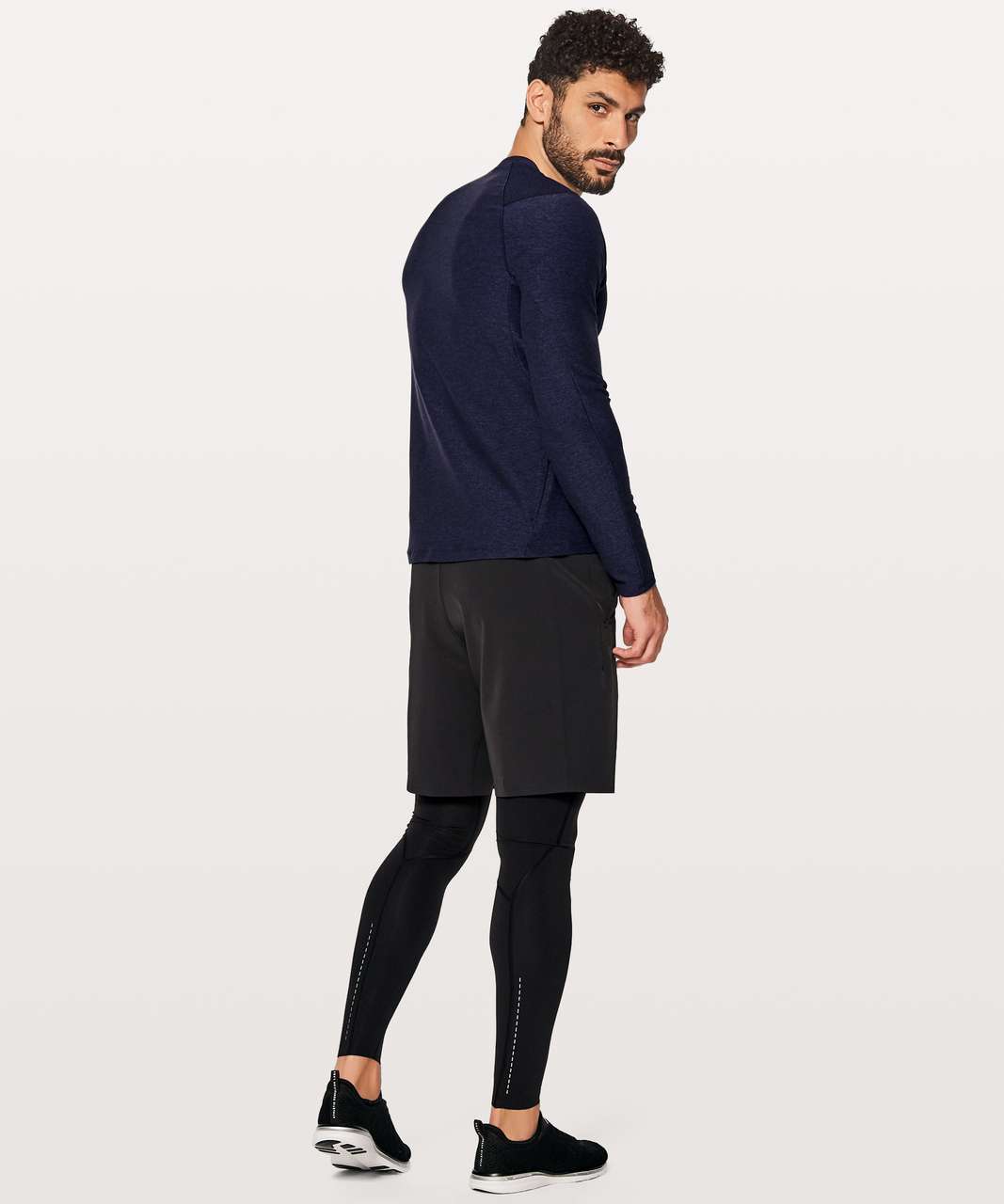 Lululemon Surge Warm Long Sleeve - Heathered Hero Blue / Black