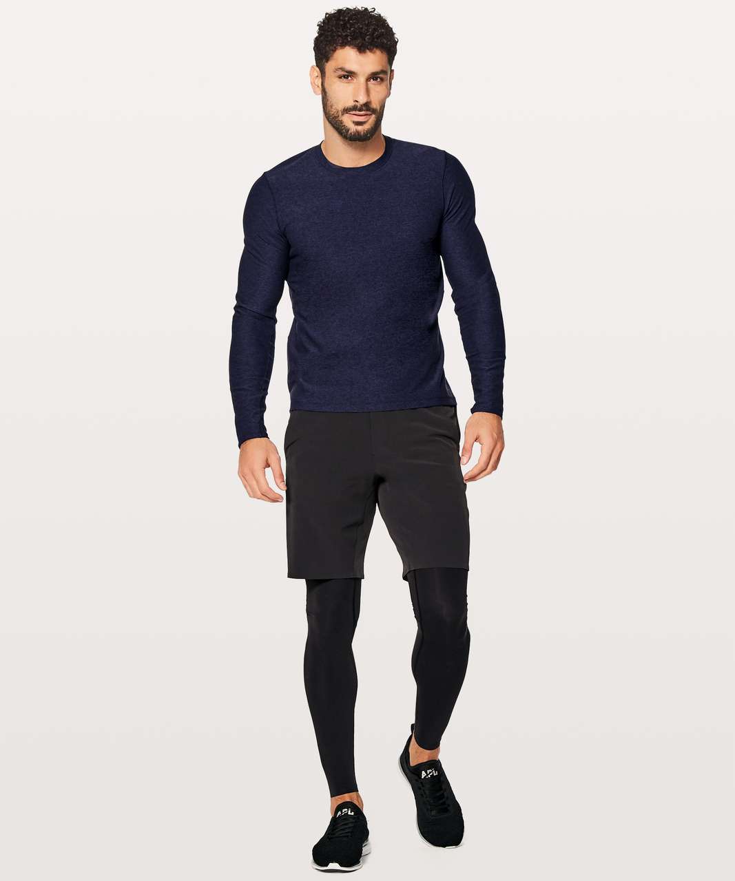 Lululemon Surge Warm Long Sleeve - Heathered Hero Blue / Black