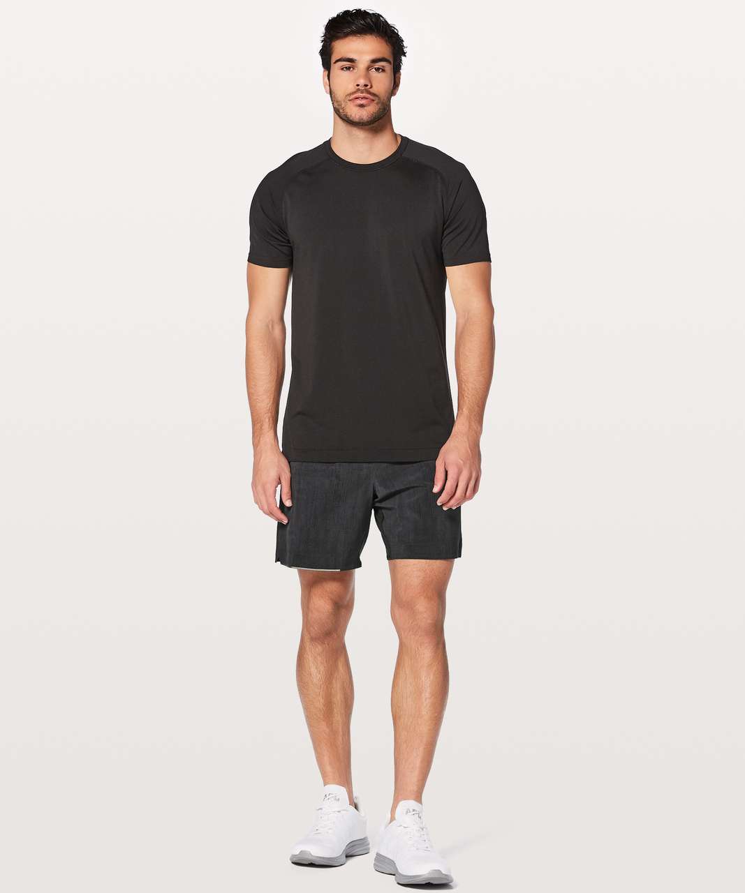 Lululemon Surge Short *Linerless 7" - Grid Lines Deep Coal Black