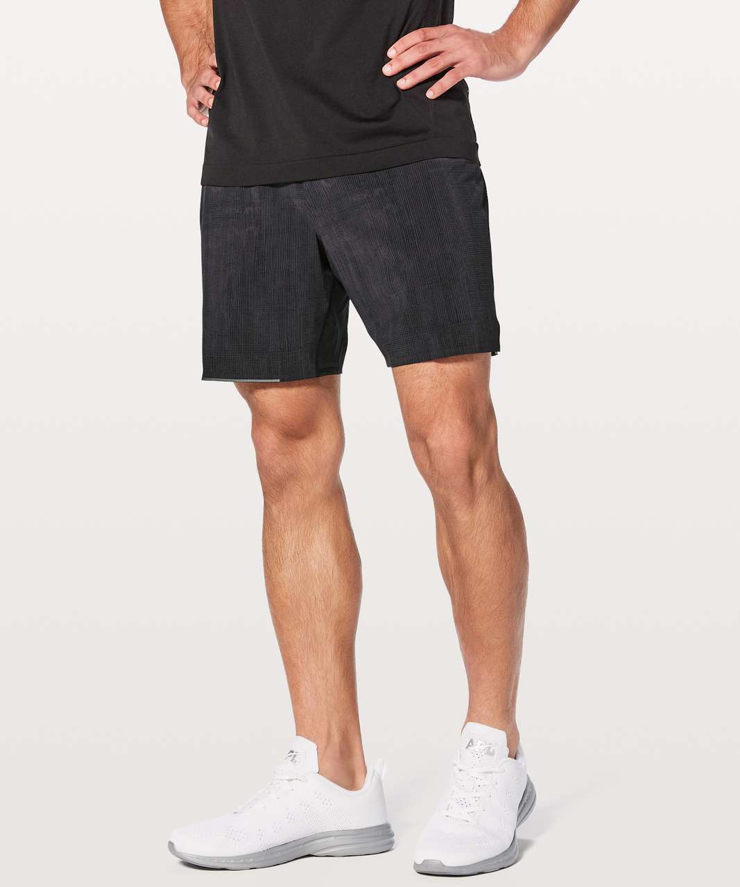 Lululemon Surge Short *Linerless 7" - Grid Lines Deep Coal Black