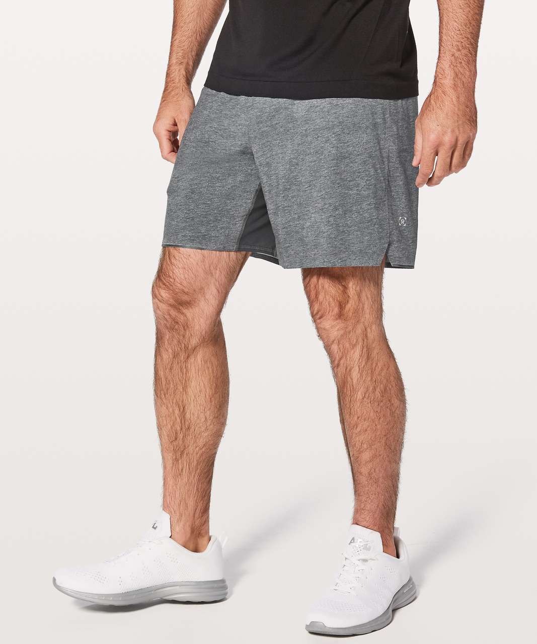 Lululemon Surge Short *Linerless 7" - Heathered Texture Printed Greyt Deep Coal