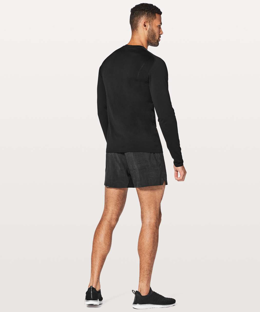 Lululemon Surge Short *Linerless 5" - Grid Lines Deep Coal Black