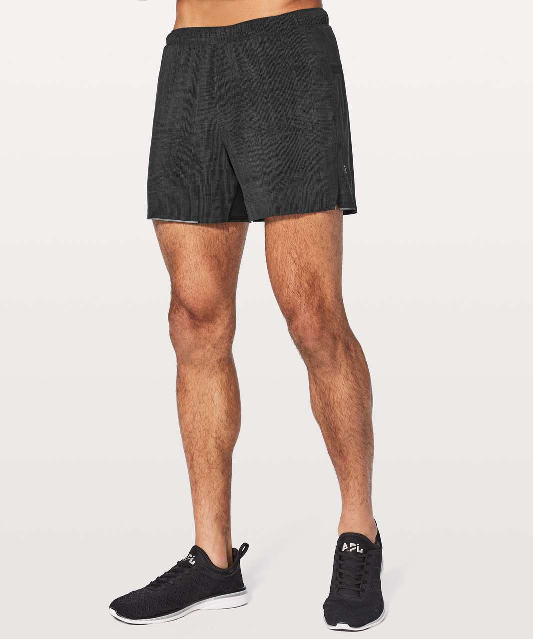 Lululemon Surge Short *Linerless 7 - Heathered Texture Printed Greyt Deep  Coal - lulu fanatics