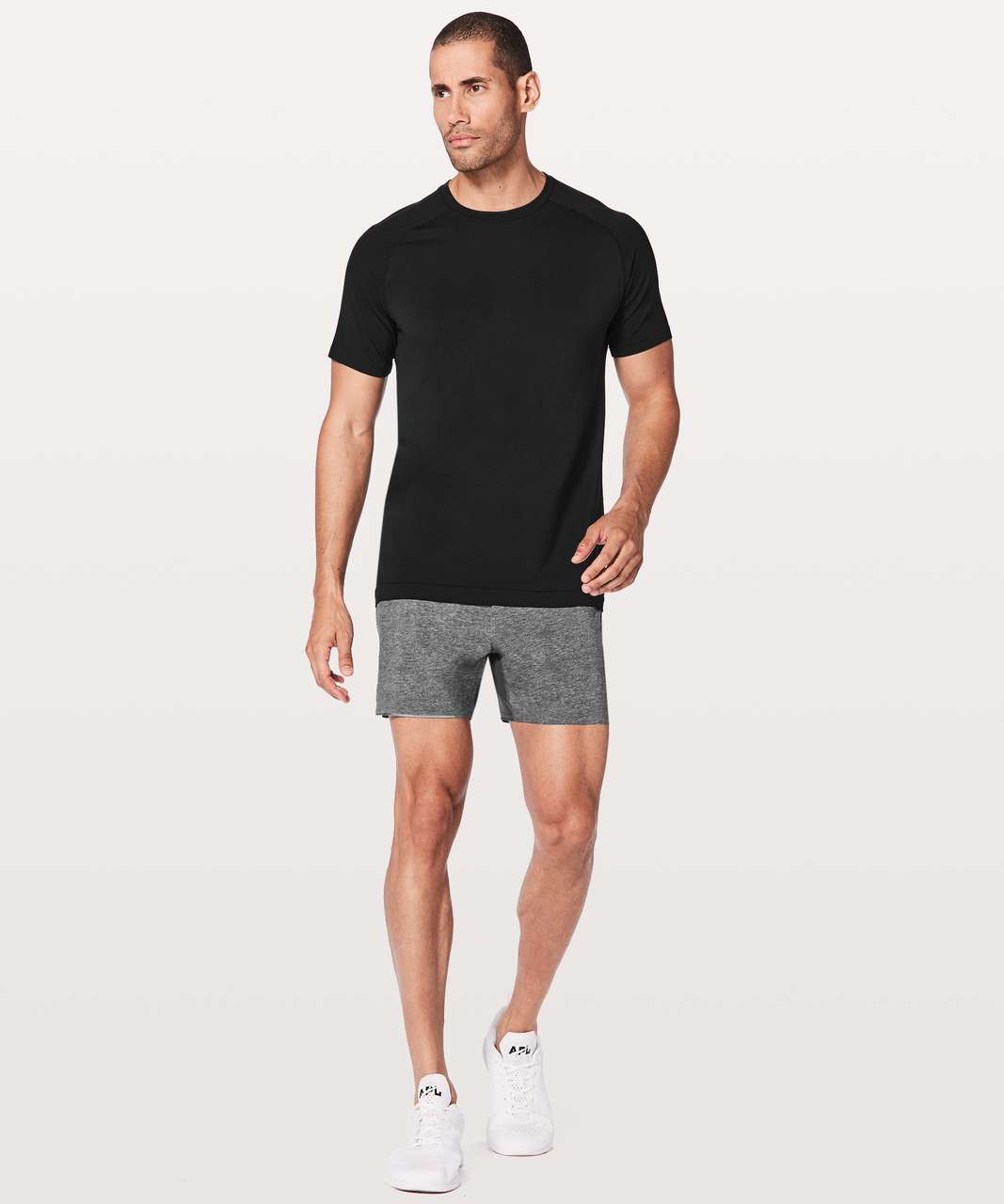 Lululemon Surge Short *Linerless 5" - Heathered Texture Printed Greyt Deep Coal