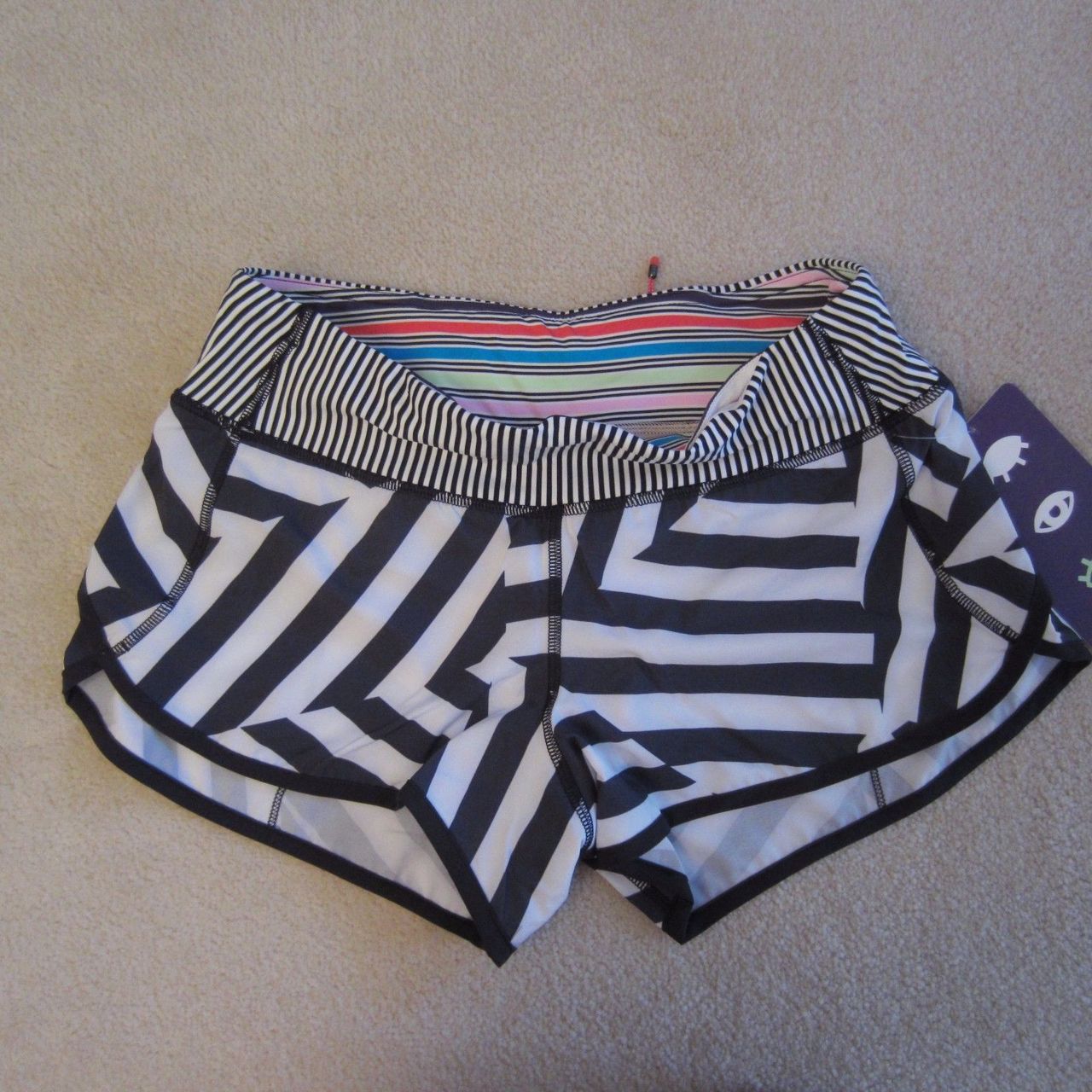 Lululemon Speed Short - Which Way Sway - Black/White (Black/White Vertical Stripe Waistband/Black Accent - AU or US/CA SW release)