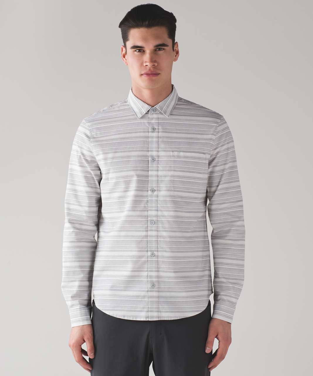 Lululemon Commission Long Sleeve Buttondown Qwick Oxford - Polar Night Stripe White Nimbus