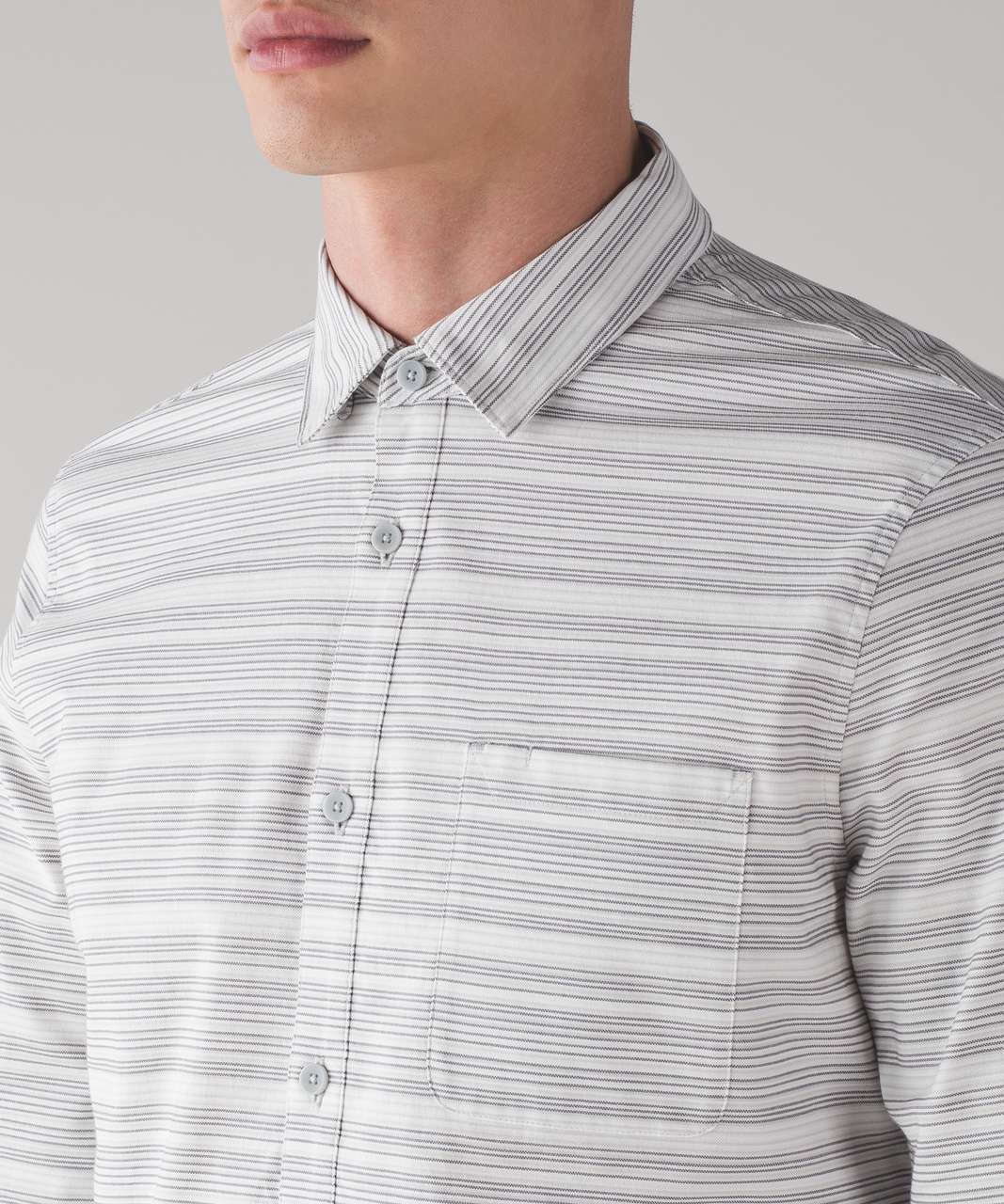 Lululemon Commission Long Sleeve Buttondown Qwick Oxford - Polar Night Stripe White Nimbus