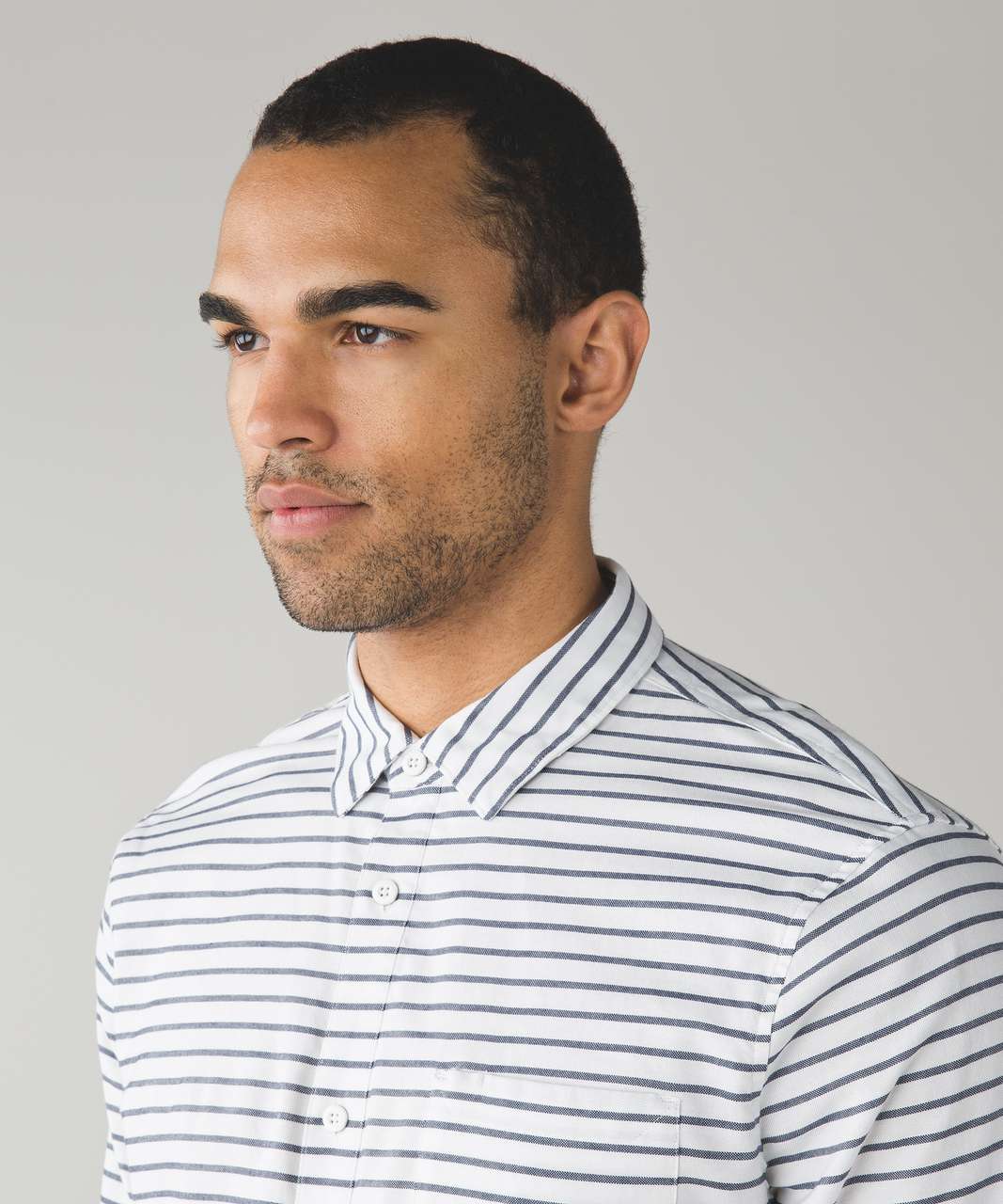 Lululemon Commission Long Sleeve Buttondown Qwick Oxford - Raven Stripe Deep Navy White