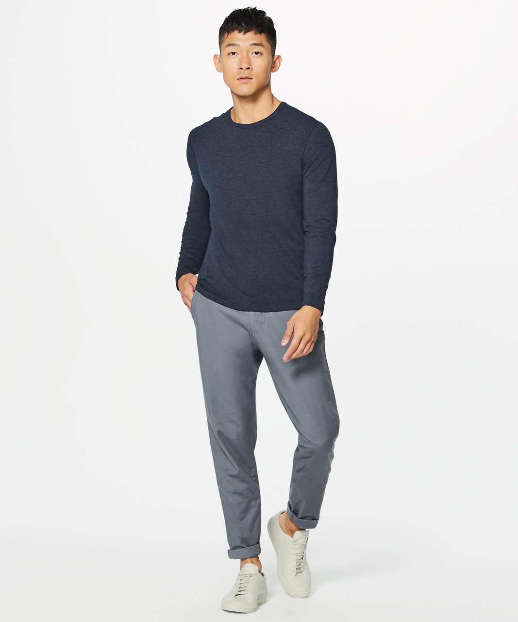 Lululemon 5 Year Basic Long Sleeve - Heathered Nautical Navy - lulu ...