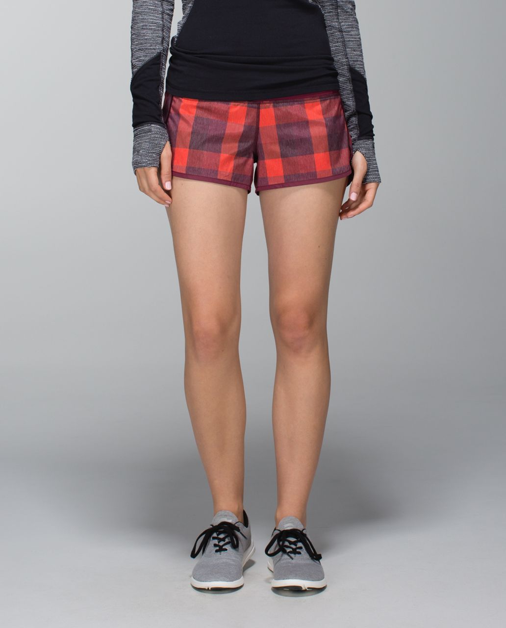 Lululemon Run:  Speed Short *2-way Stretch - Yama Check Heathered Flaming Tomato / Rust Berry