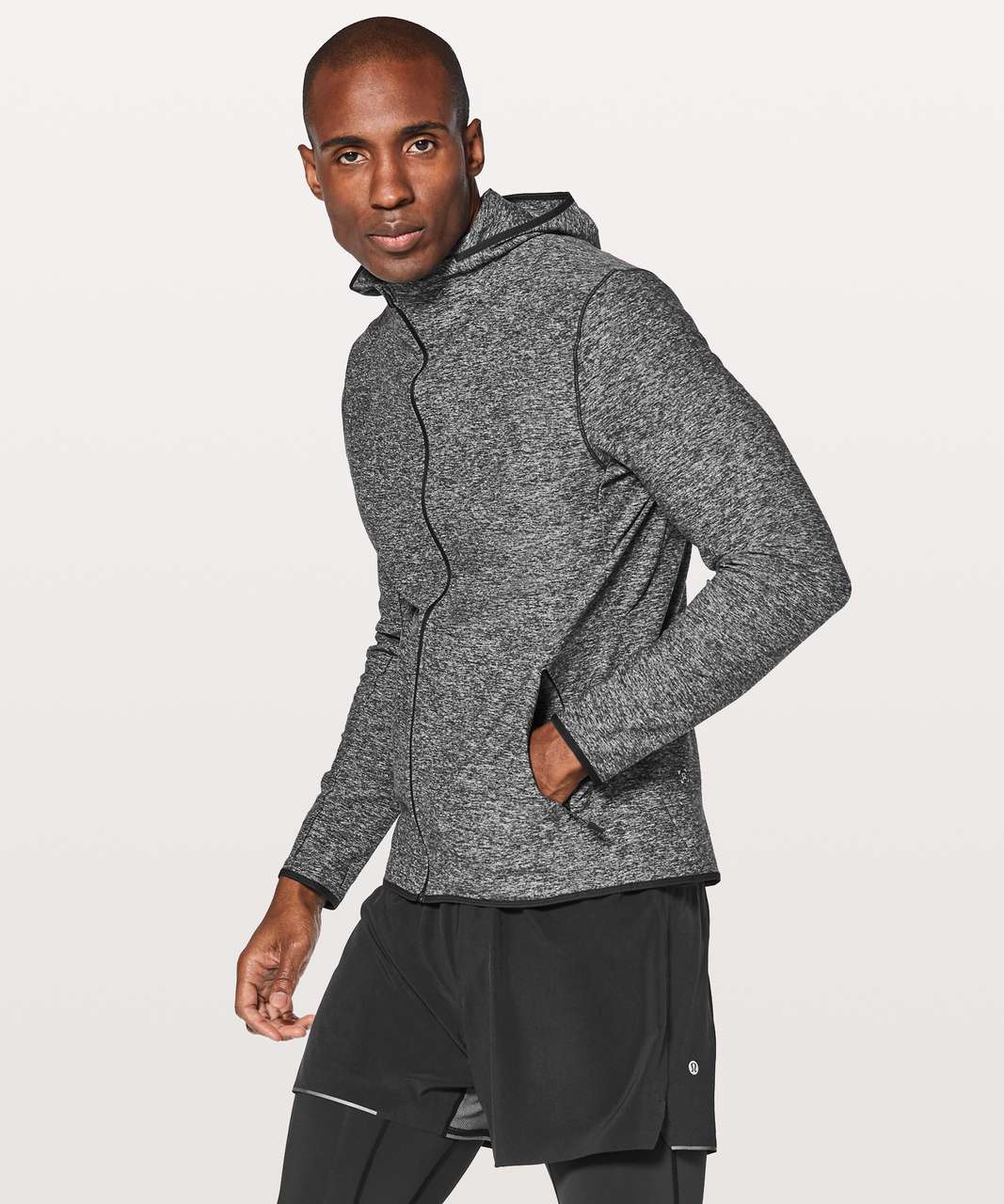 Lululemon Surge Warm Full Zip - Heathered Black - lulu fanatics