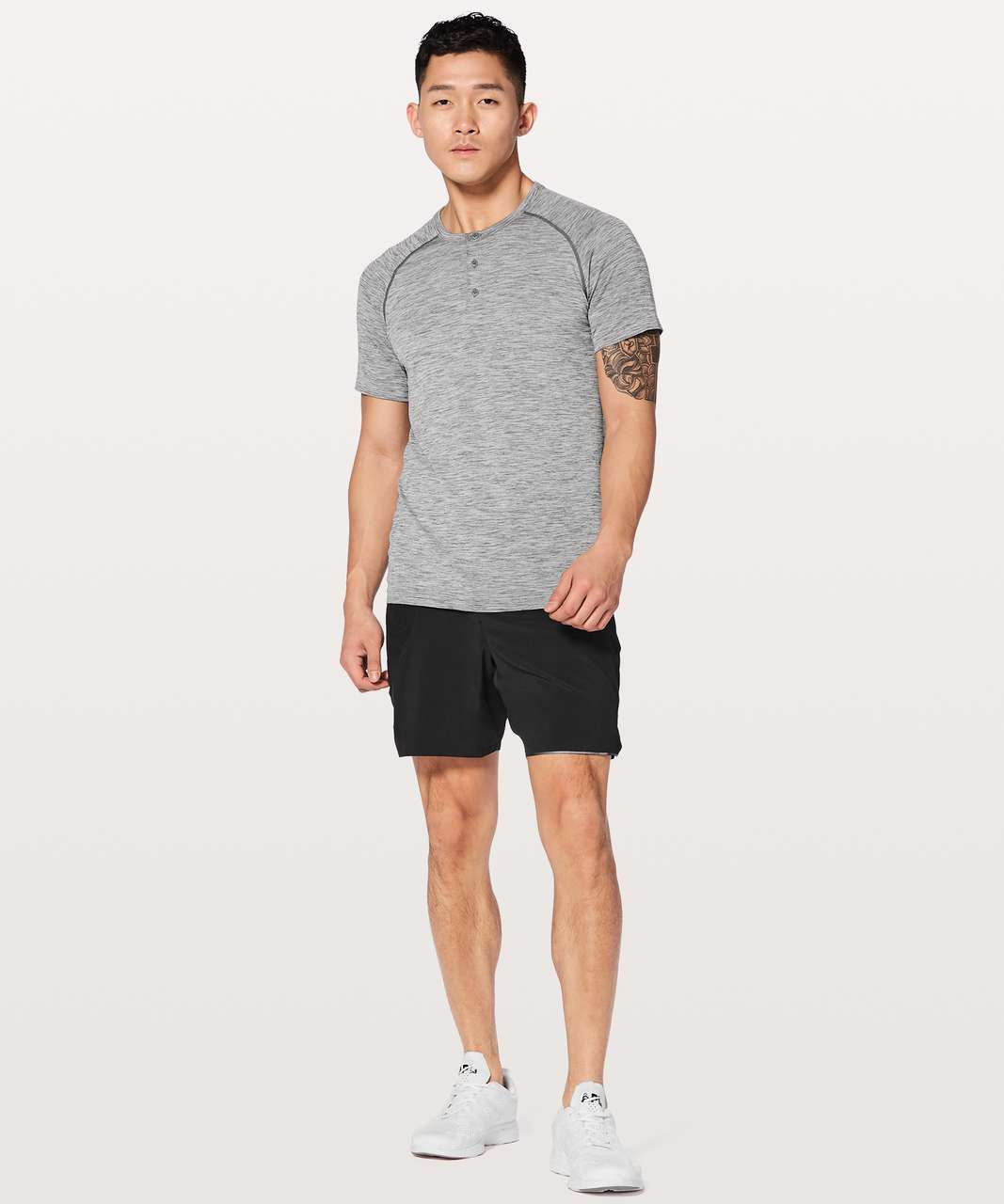 Lululemon Metal Vent Tech Short Sleeve Henley - Slate / White