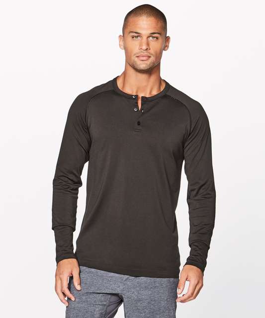 Lululemon Metal Vent Tech Long Sleeve Henley - Oxblood / Black - lulu ...