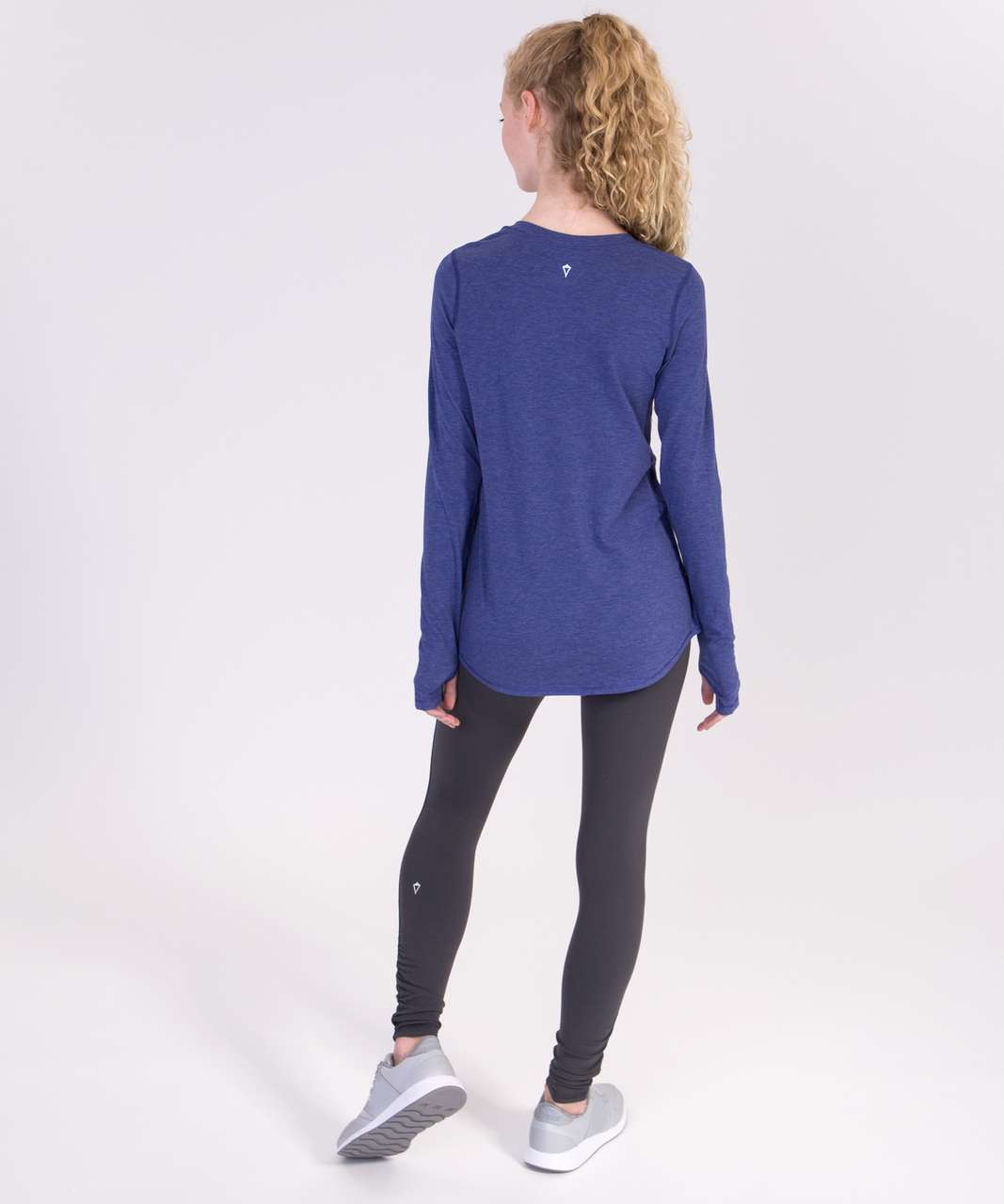 Ivivva Lululemon Girls' Reversible Long Sleeve Thumbhole Top Stripe Blue 14