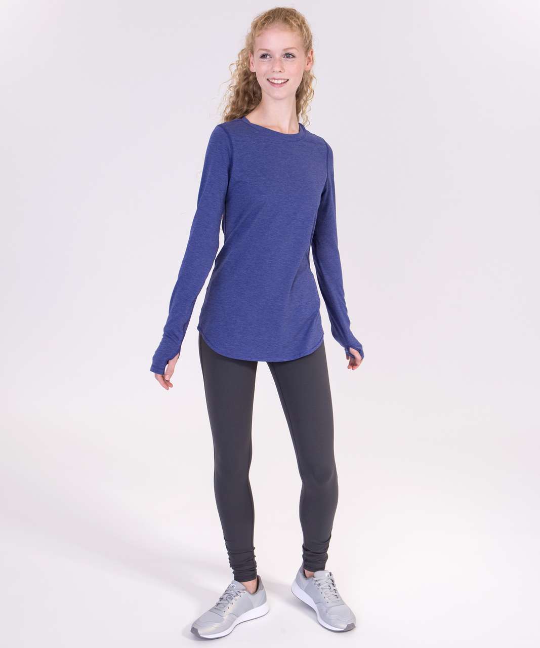 Lululemon Calm To Energy Long Sleeve - Girls - Heathered Pigment Blue ...