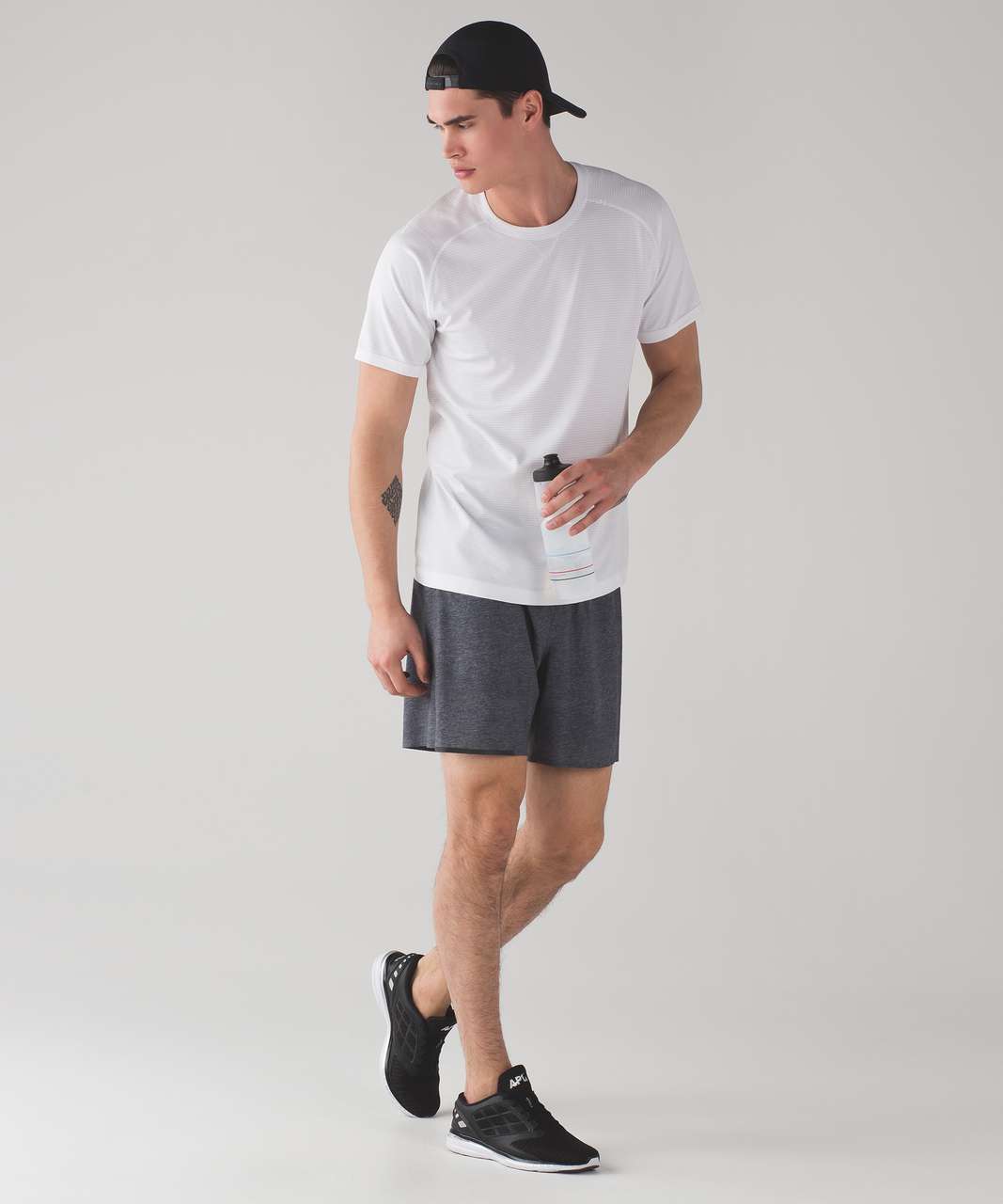 Lululemon Surge Short *Linerless 7 - Heathered Texture Printed Greyt Deep  Coal - lulu fanatics