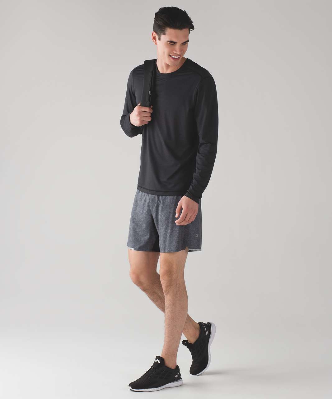 Lululemon Surge Short *7" - Heathered Texture Printed Greyt Deep Coal