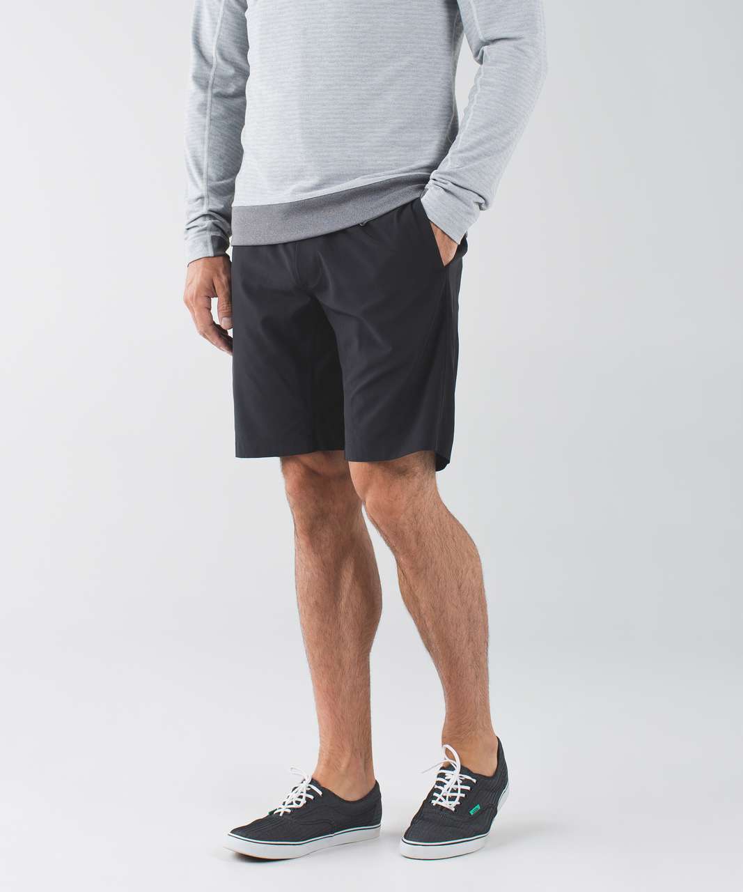 Lululemon The Short 9” Unlined Shorts Mens Heather Black Workout Athletic  Gym