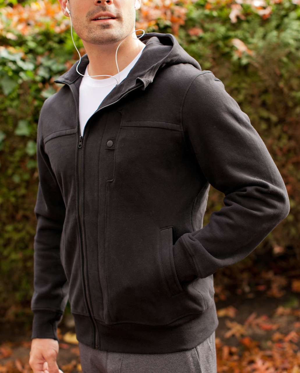 Black Scuba cotton-blend jersey hoodie, lululemon