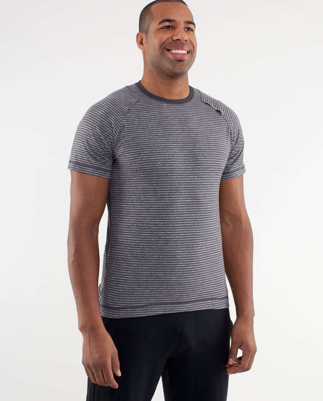 Lululemon Re-Run Short Sleeve - Dark Slate Heathered Dark Slate Classic Stripe