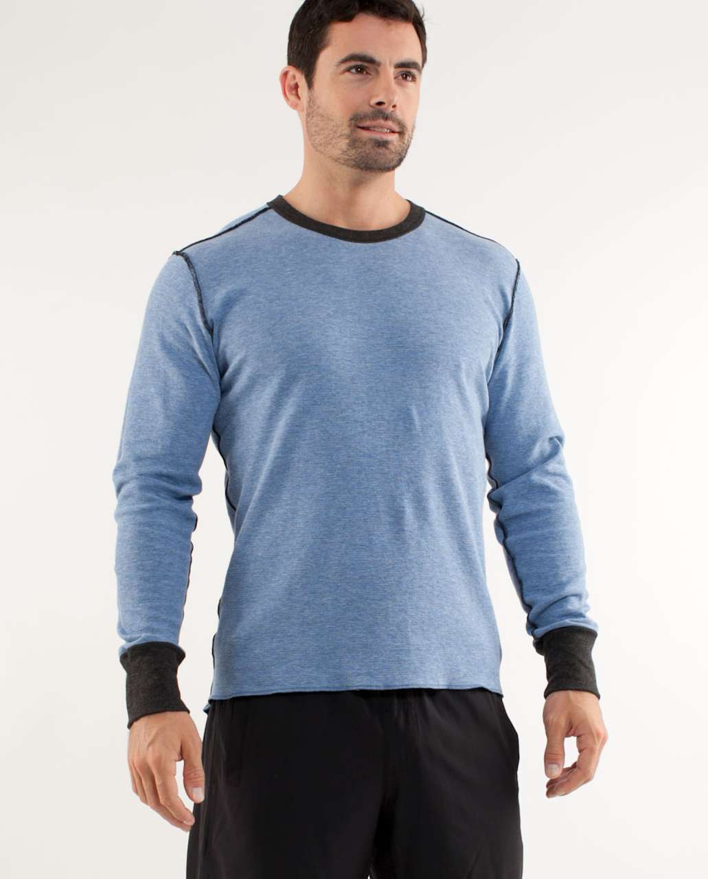 Lululemon Binary Crew - Rugged Blue Heathered Black Super Wide Load Stripe /  Heathered Tempest Blue (First Release)