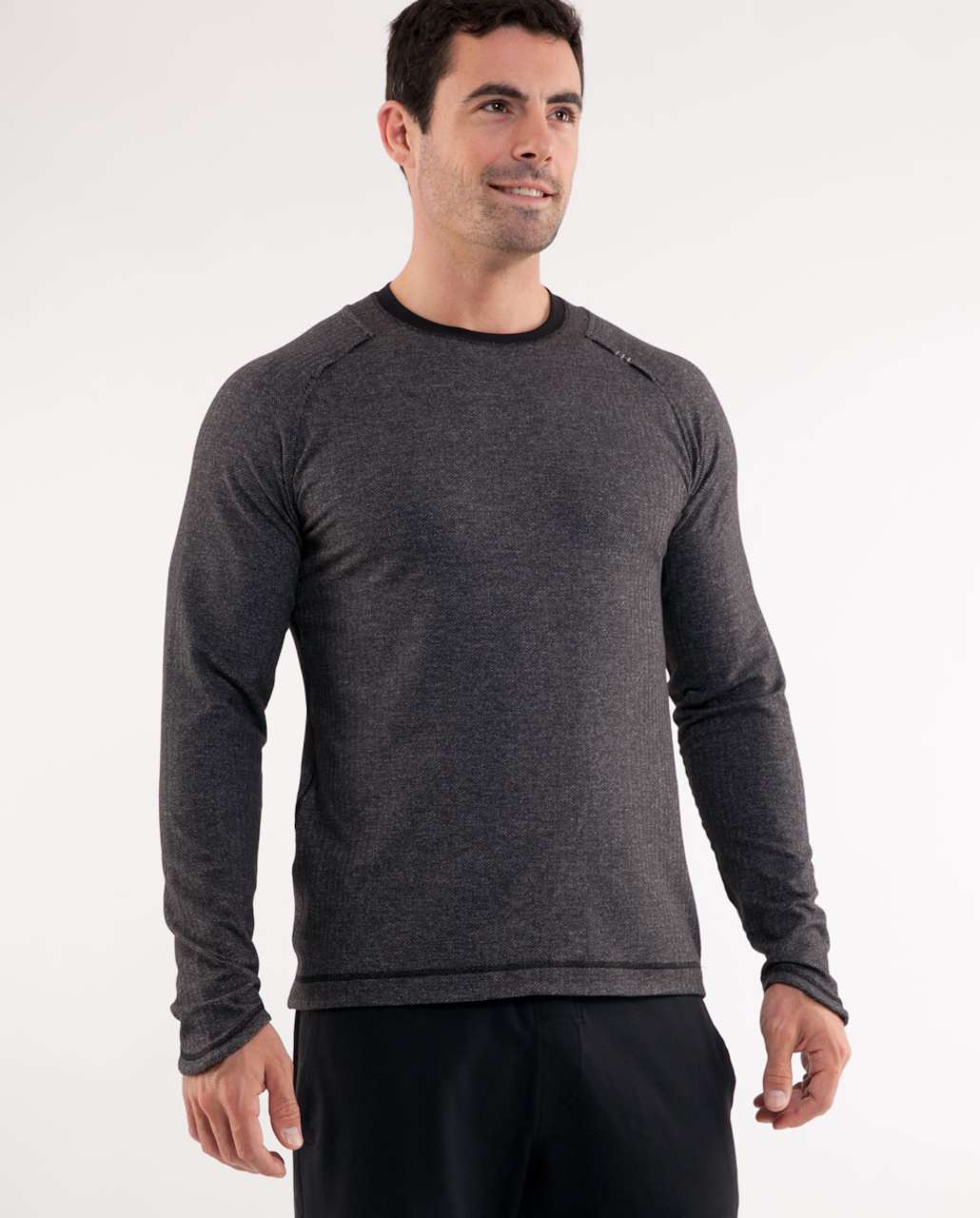 Lululemon Pacific Run Long Sleeve - Black Herringbone